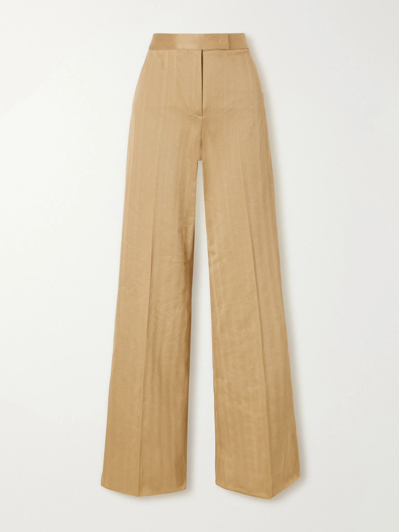 Herringbone cotton wide-leg pants Brown - 1
