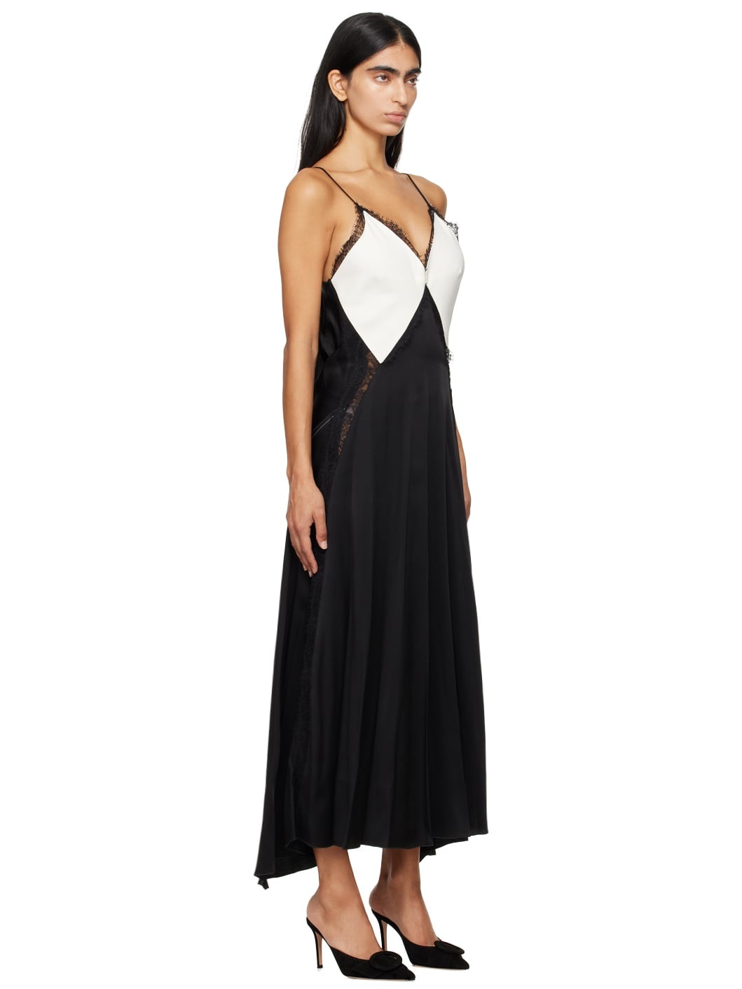 Black & White V-Neck Maxi Dress - 2