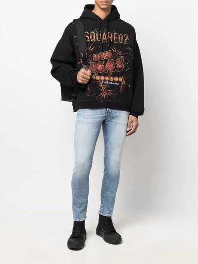 DSQUARED2 Las Vegas print cotton hoodie outlook