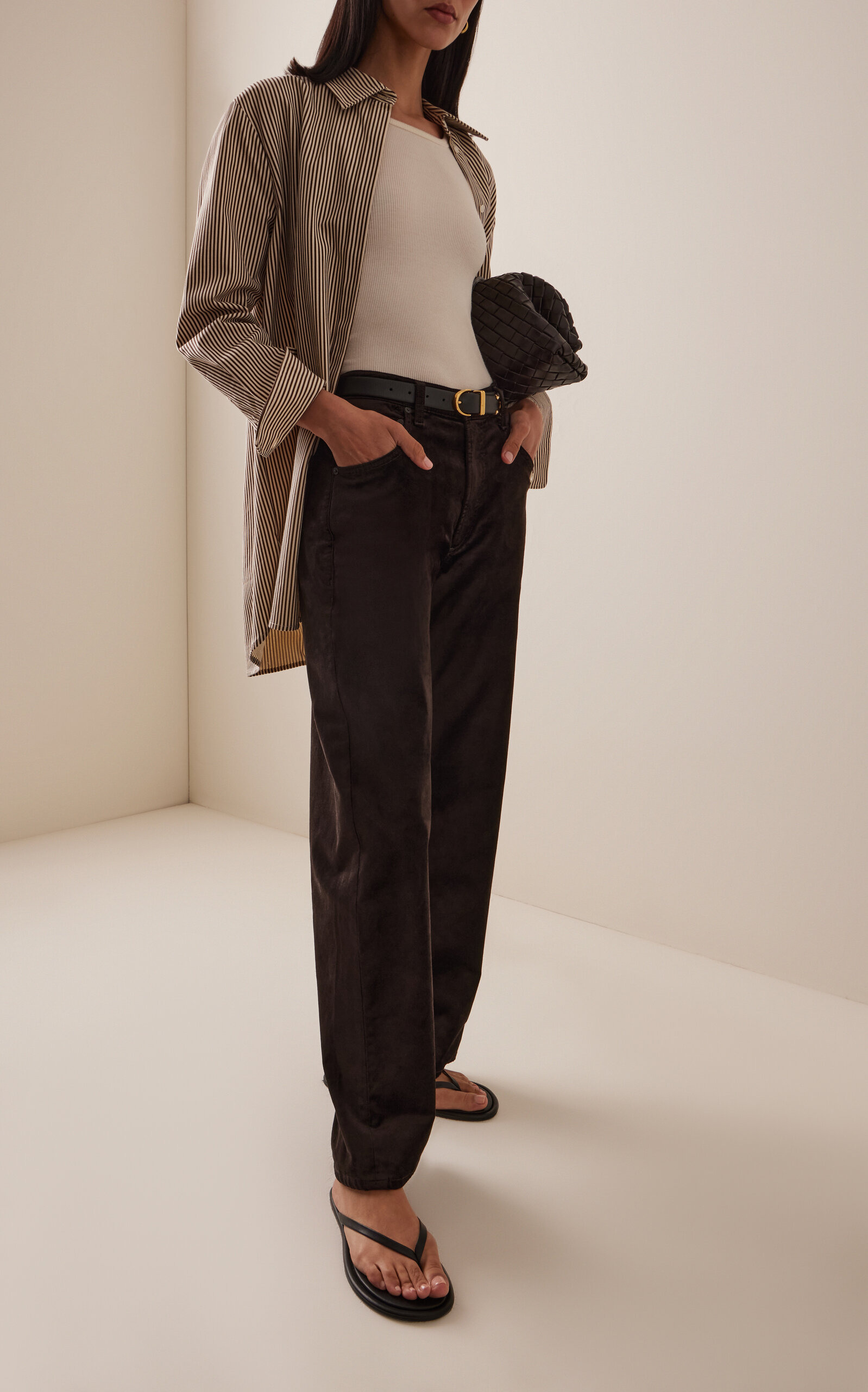 Ayla Stretch-Velvet Mid-Rise Wide-Leg Jeans brown - 2