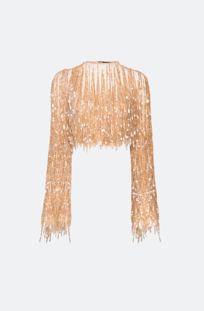 Fringe Sequin Cropped Top 1