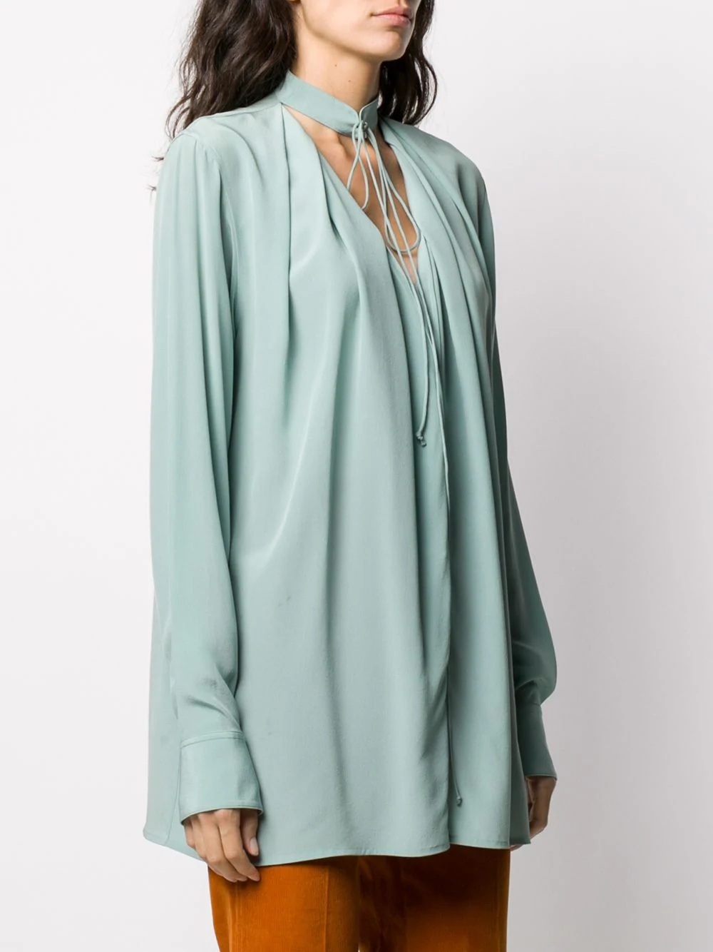 oversized tie-neck blouse - 3