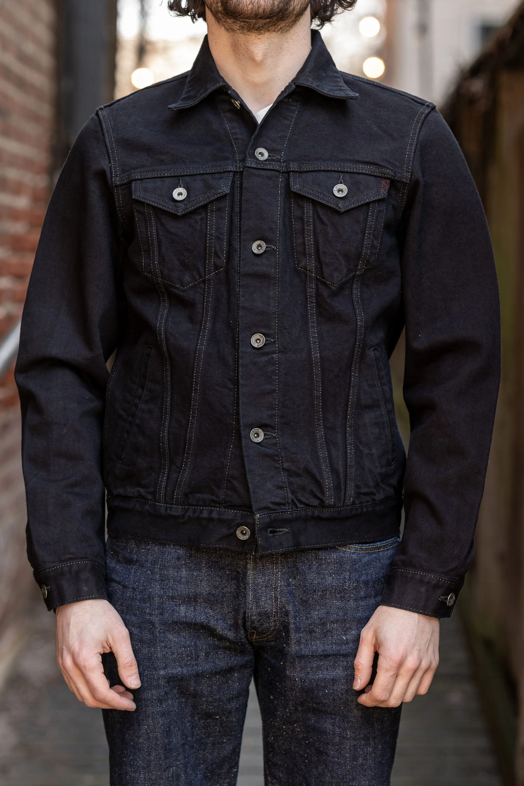 IRON HEART IH-526-142OD 14OZ SELVEDGE DENIM MODIFIED TYPE III JACKET - INDIGO OVERDYED BLACK - 1