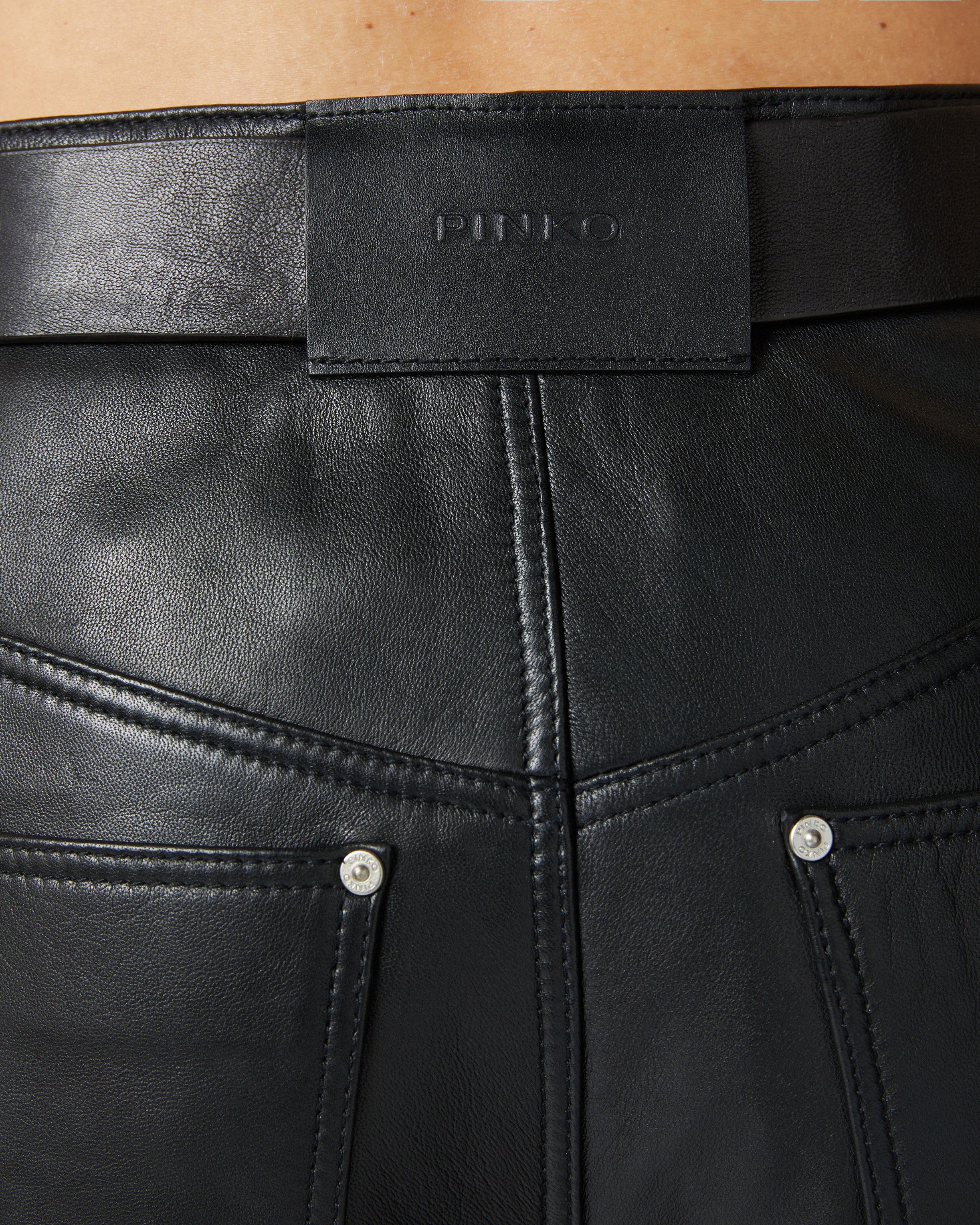 NAPPA LEATHER LONG TROUSERS WITH BELT - 5