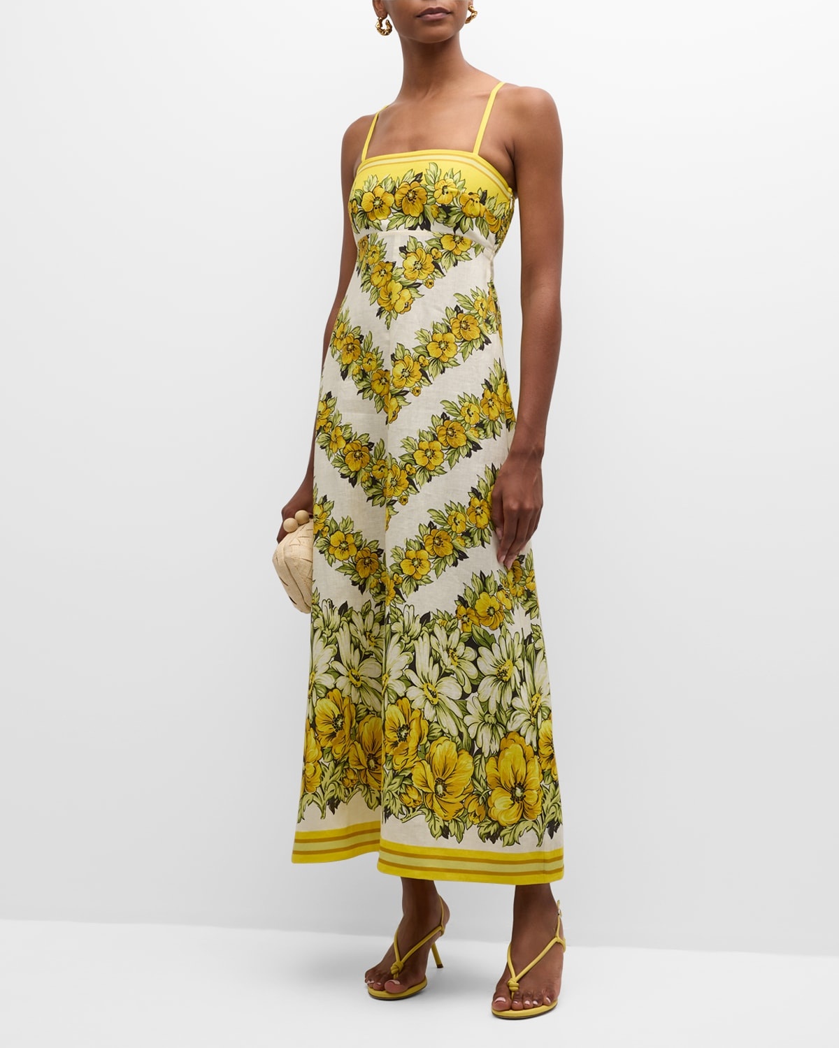 Gisela Floral Linen Sleeveless Midi Dress - 3