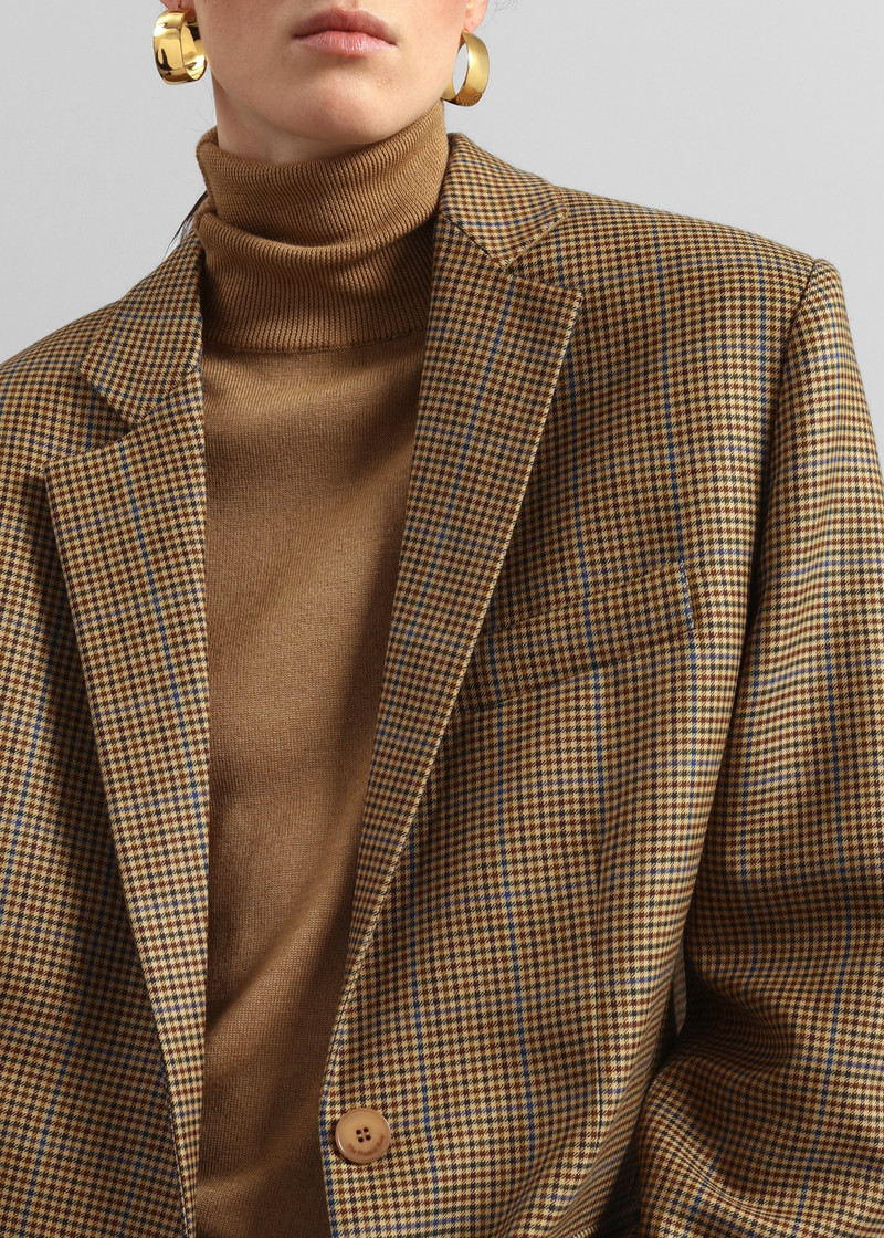Lyra Oversized Houndstooth Blazer - Camel 4