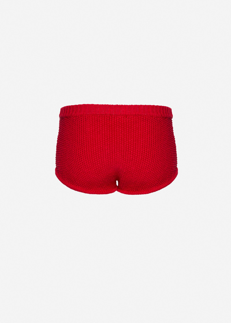 Cotton and linen knit shorts in red 2