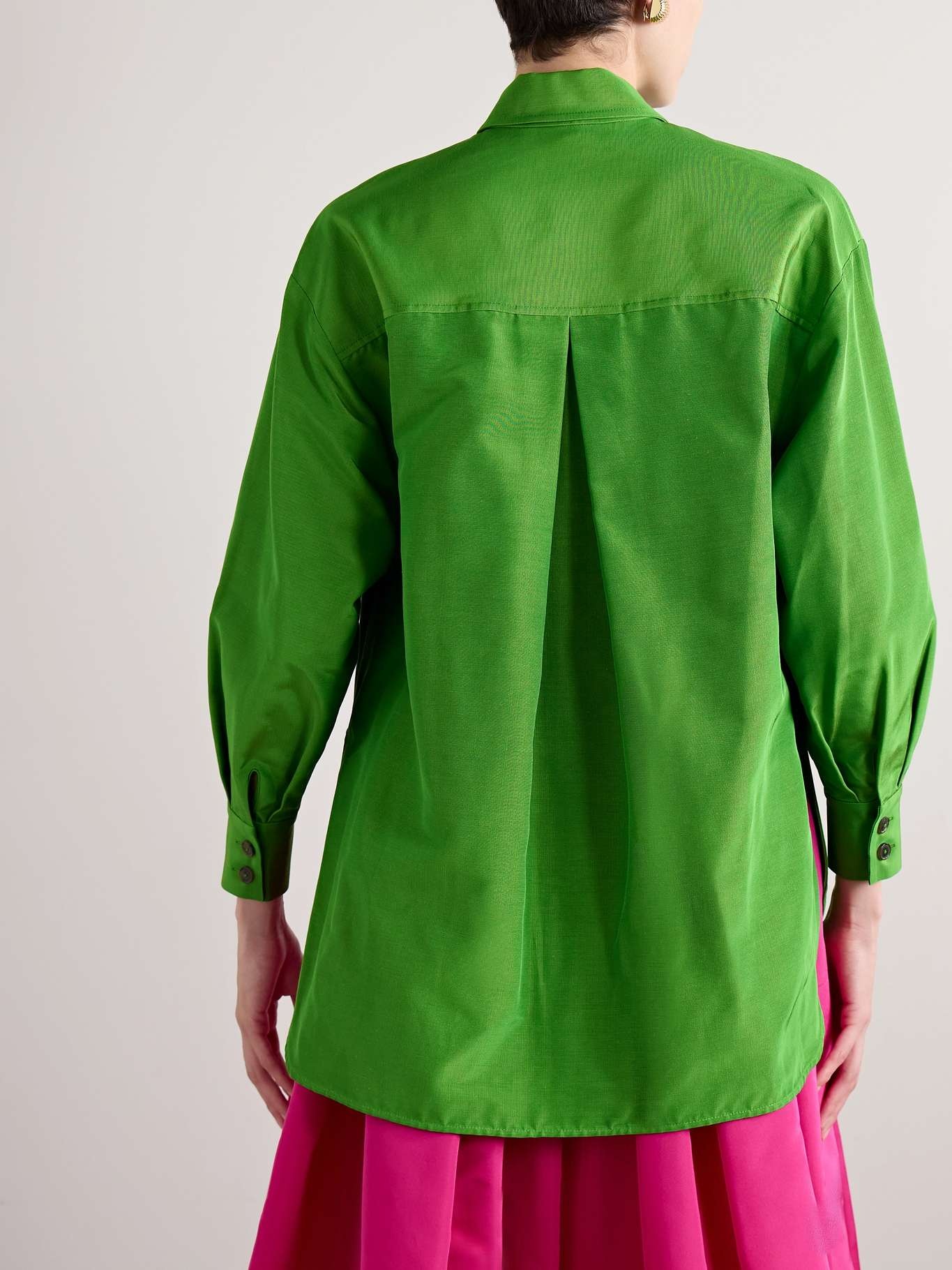 Cotton-blend faille shirt Leaf green - 4