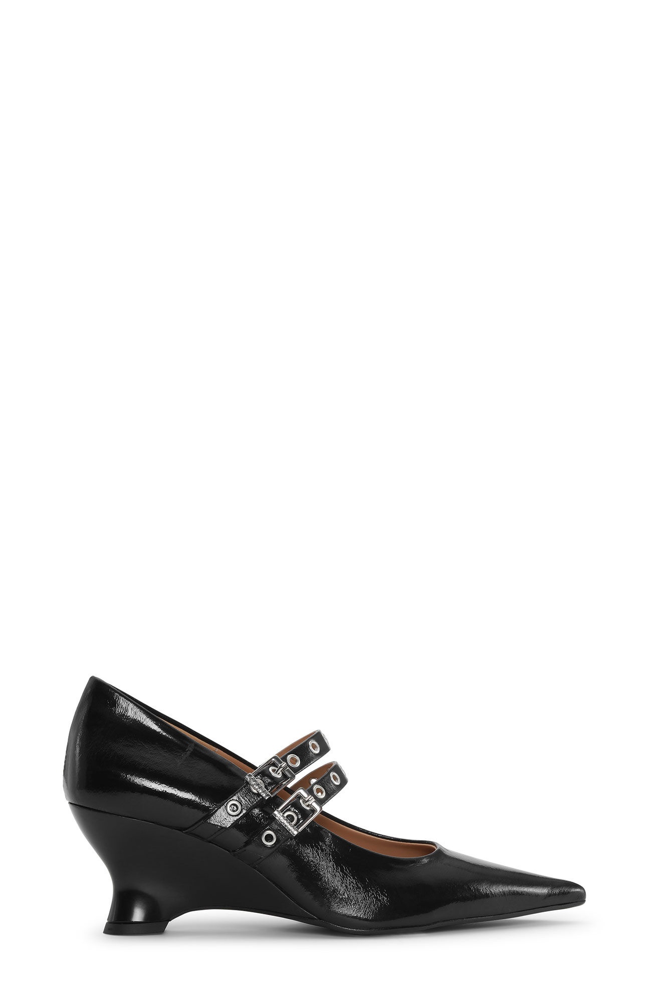 BLACK EYELETS LOW WEDGE PUMPS - 1