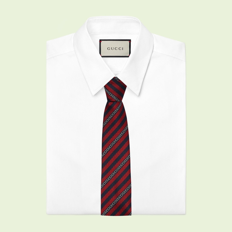 GUCCI 'Gucci' striped silk jacquard tie outlook