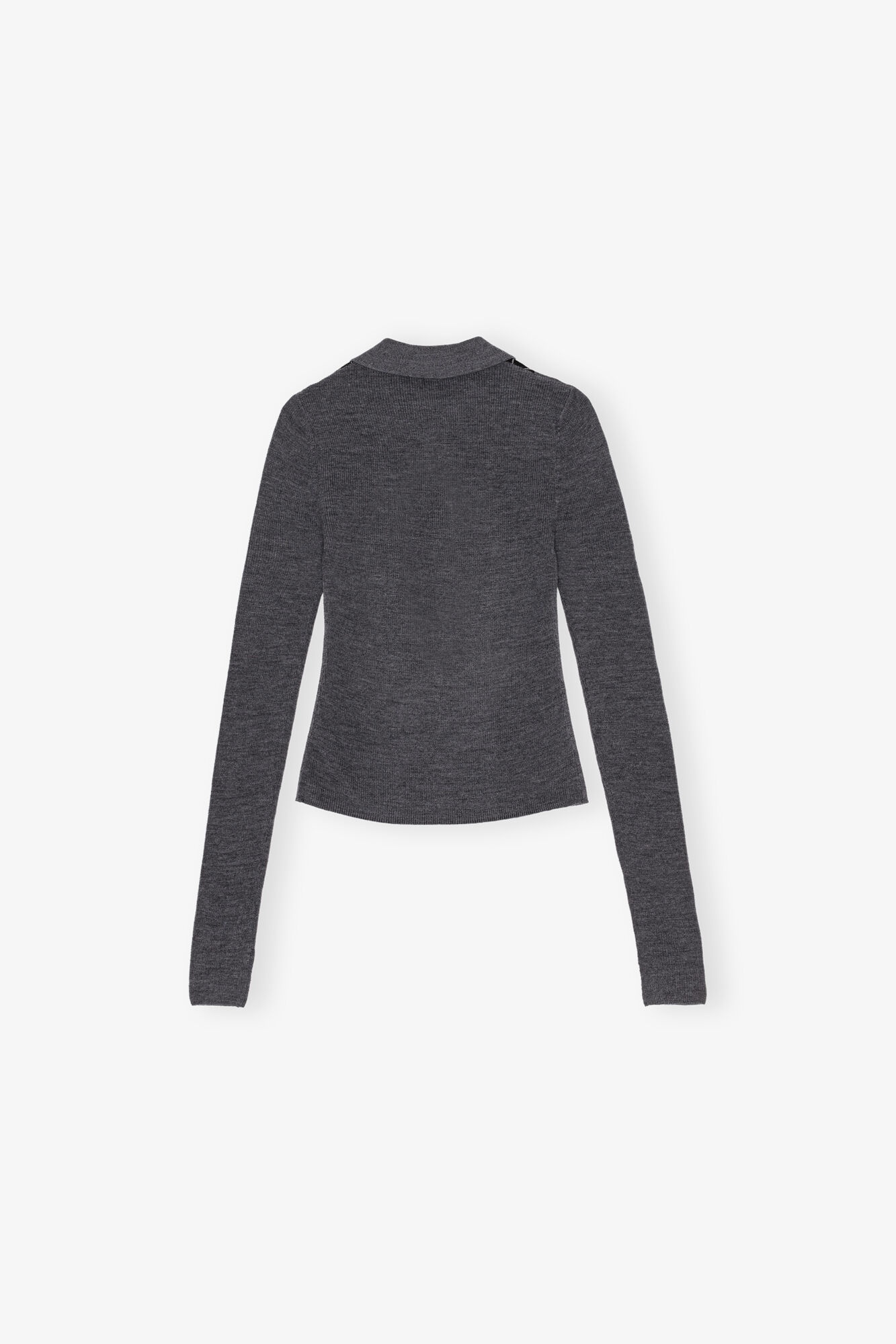GREY FINE MERINO POLO - 6