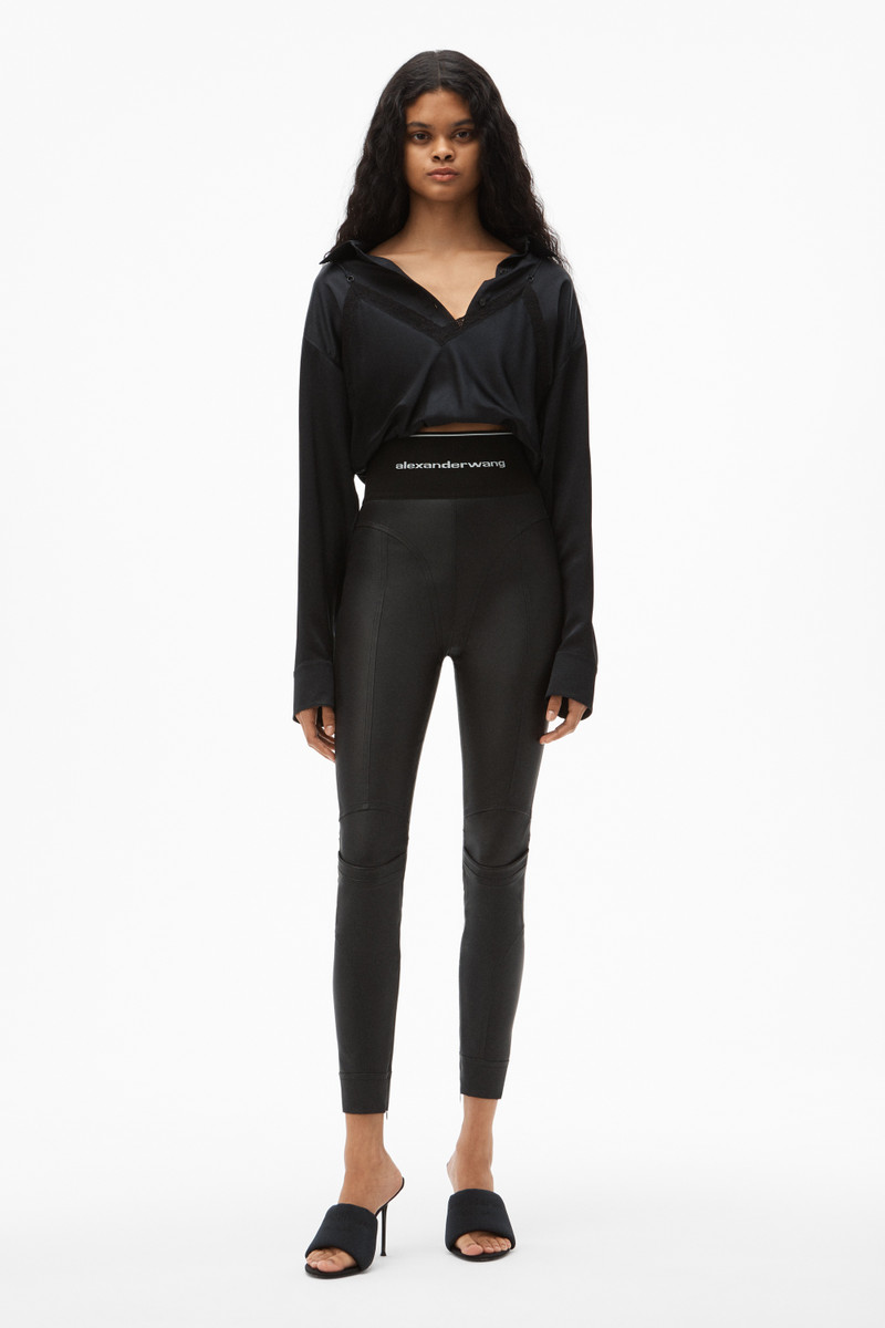 Alexander Wang LOGO ELASTIC LEGGING IN LEATHER outlook