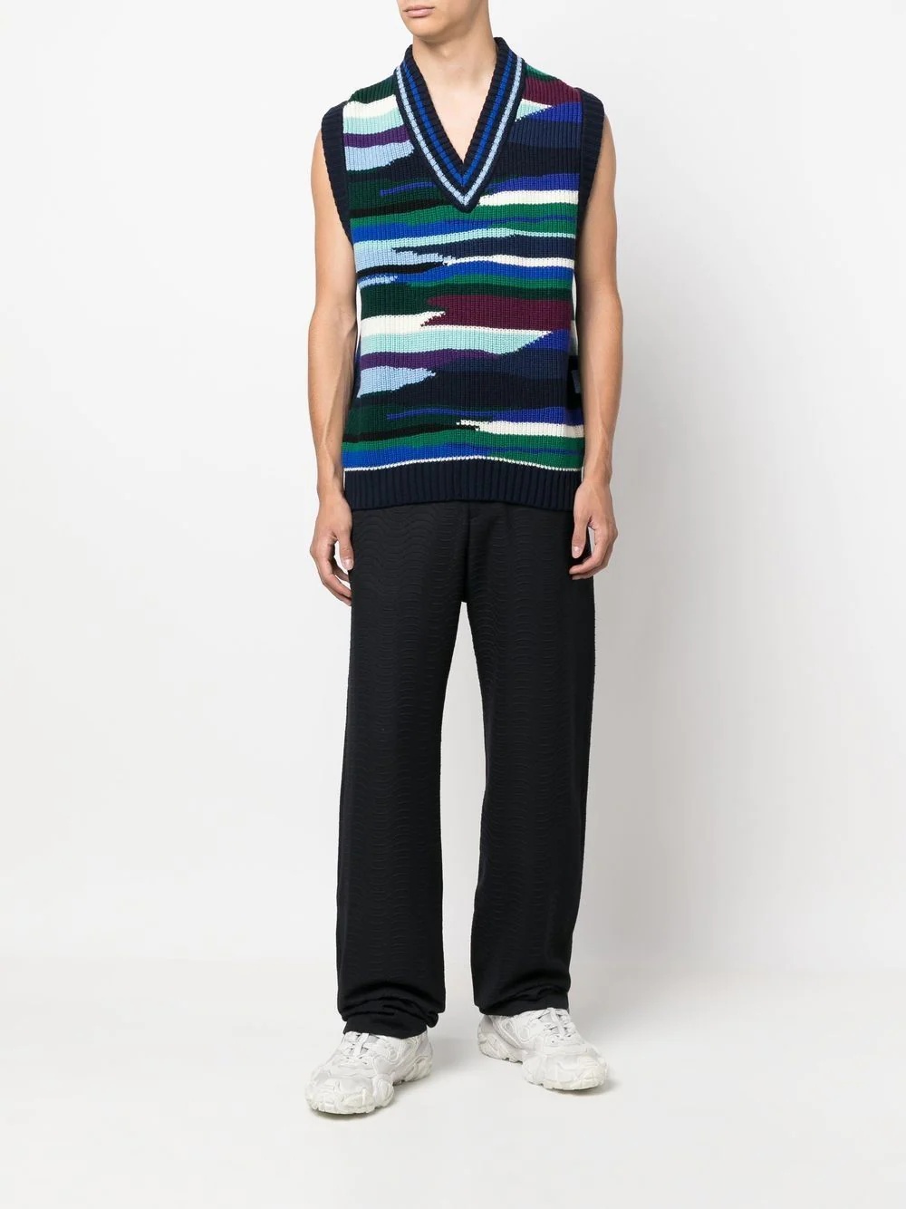 abstract-pattern knitted vest - 2