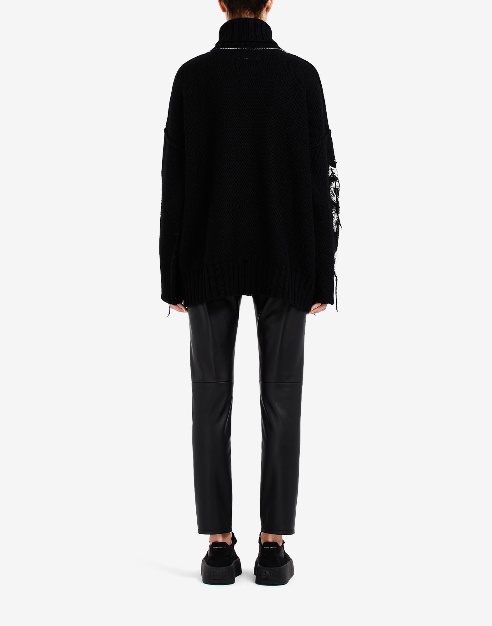 Reversed intarsia polo-neck sweater - 4