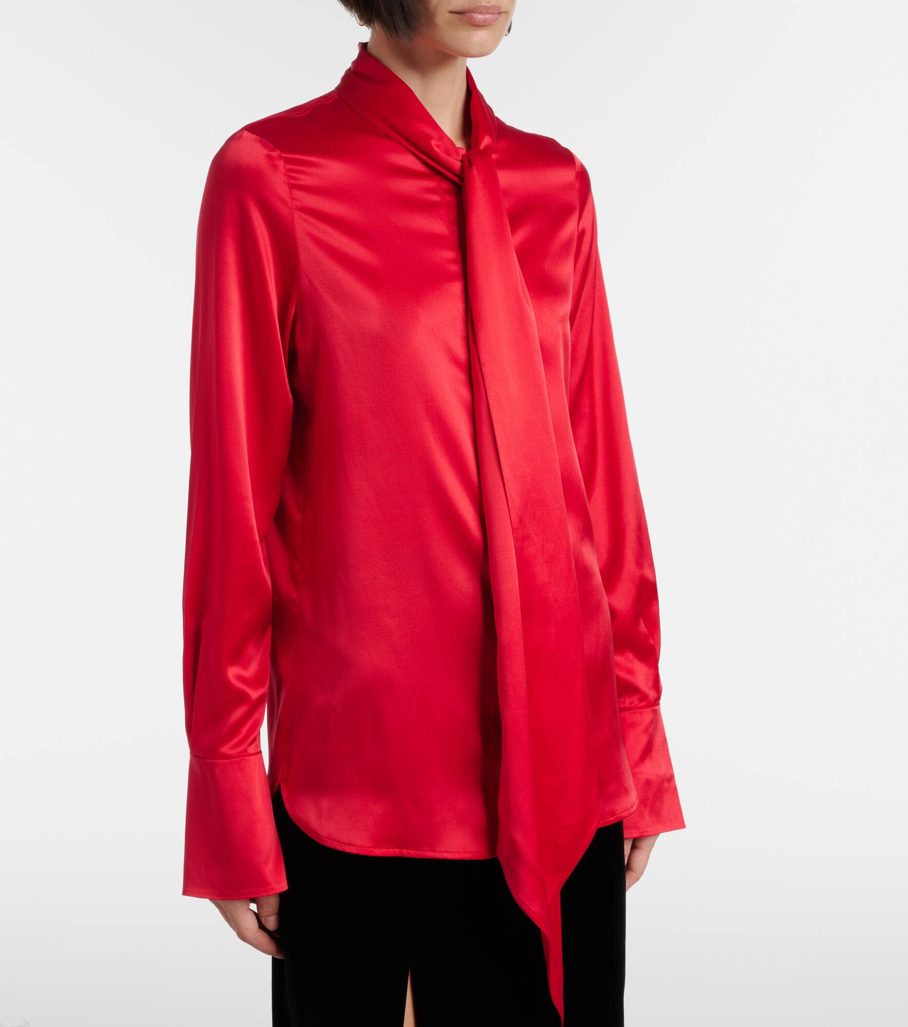 Lavalliere silk crêpe de chine shirt - 6