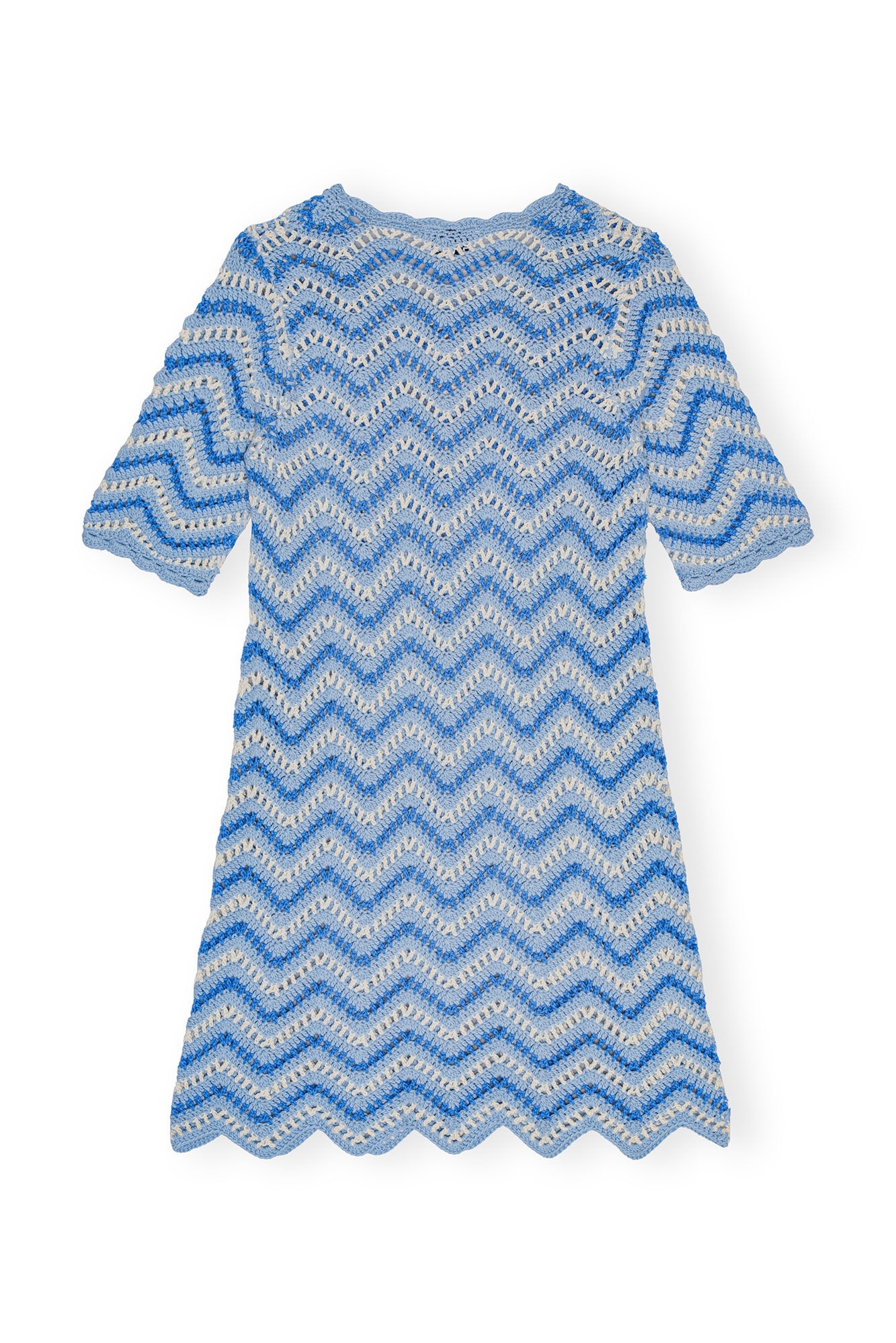 BLUE COTTON CROCHET MINI DRESS - 6