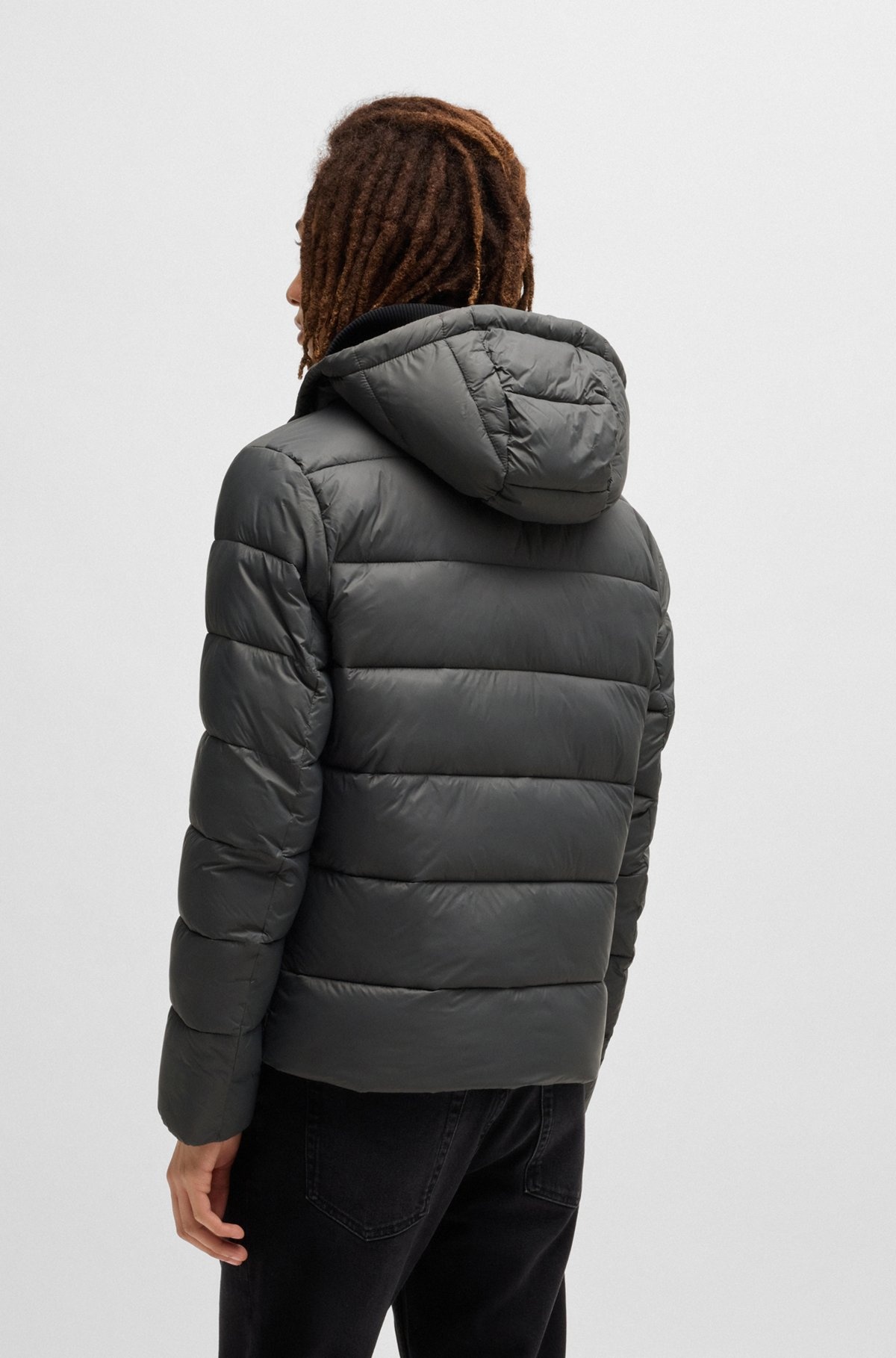 SLIM-FIT WATER-REPELLENT PUFFER JACKET WITH LOGO TRIM - 4