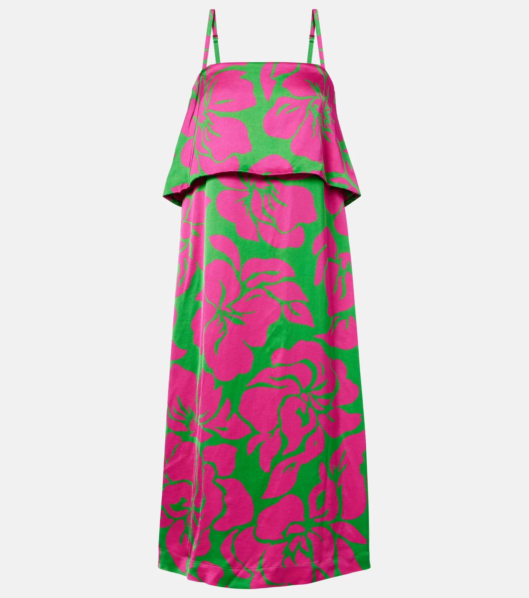 Floral satin midi dress - 1