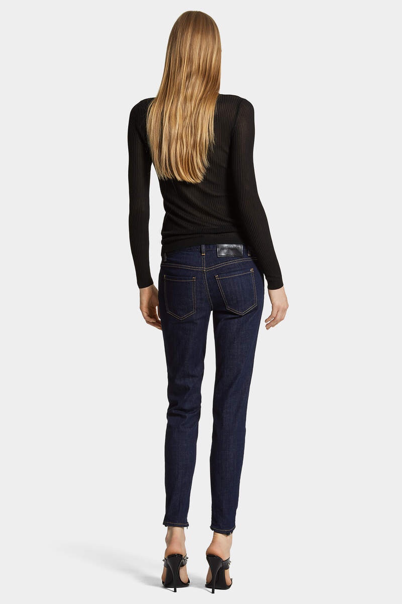 DARK RINSE WASH MEDIUM WAIST TWIGGY JEANS - 4