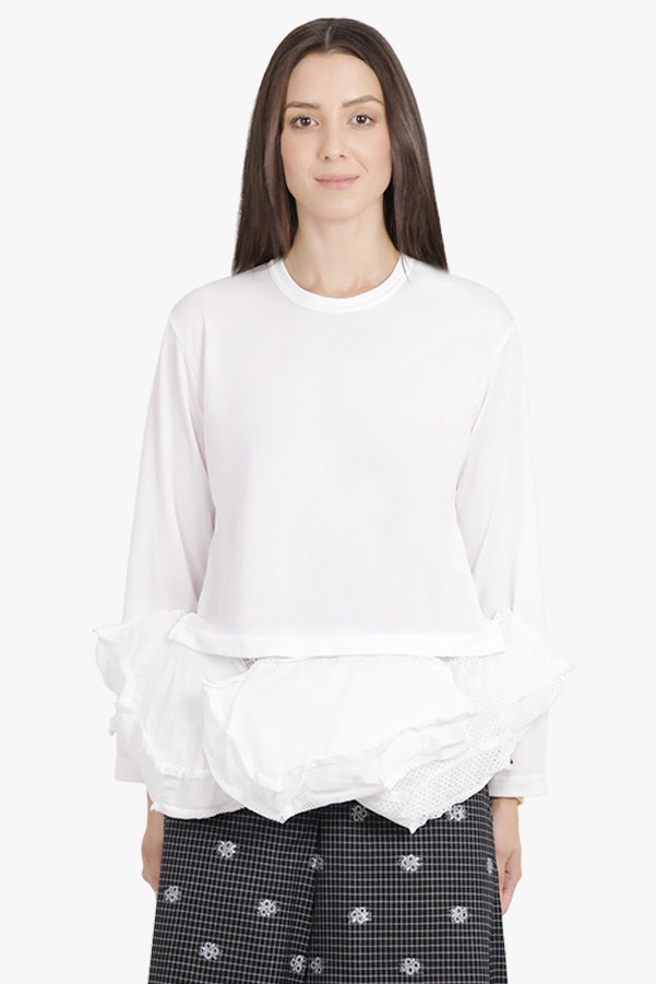 L/S TOP WITH ASYMMETRIC HEM PANELS | WHITE - 3