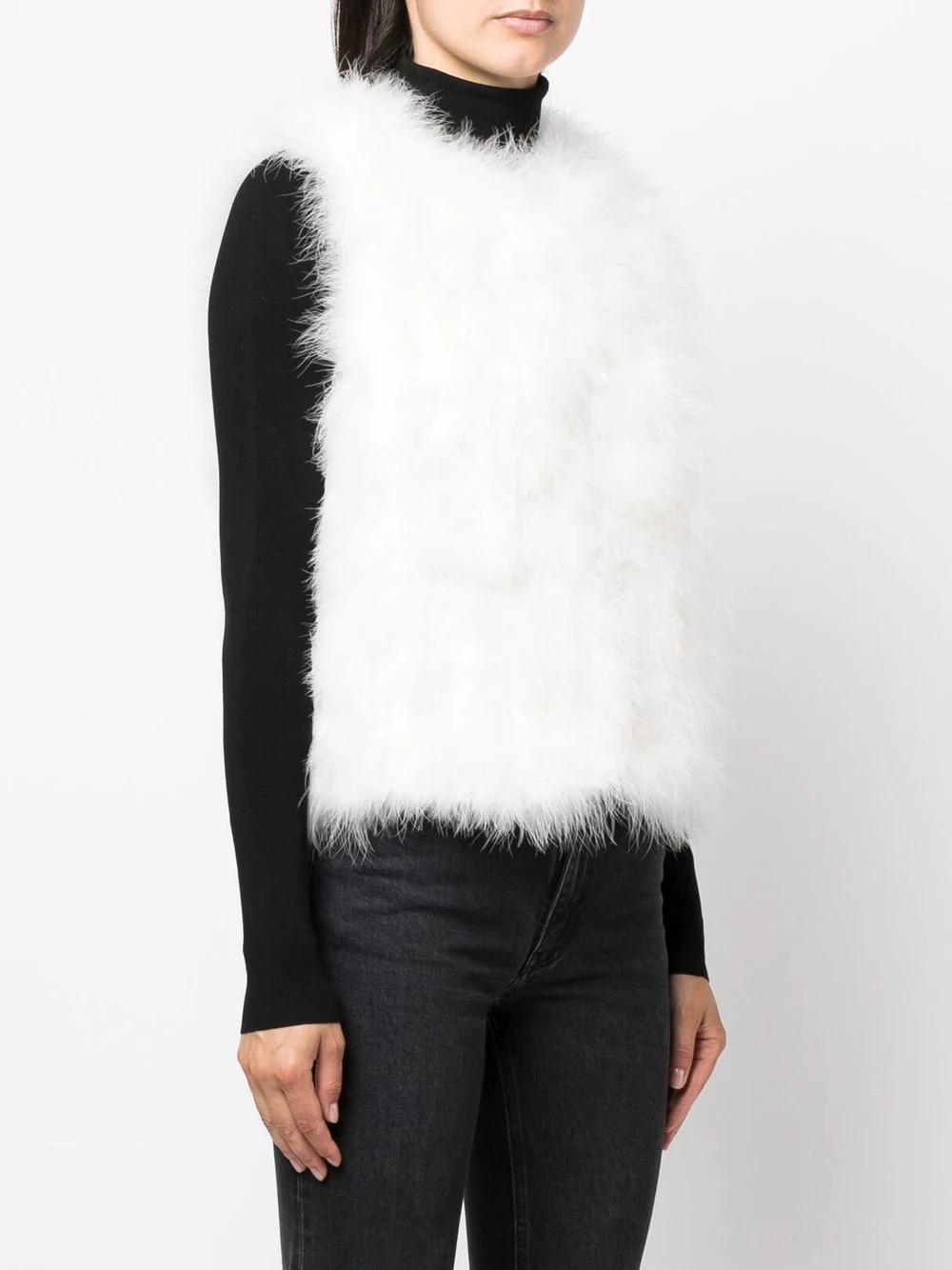 silk feathered-finish waistcoat - 3