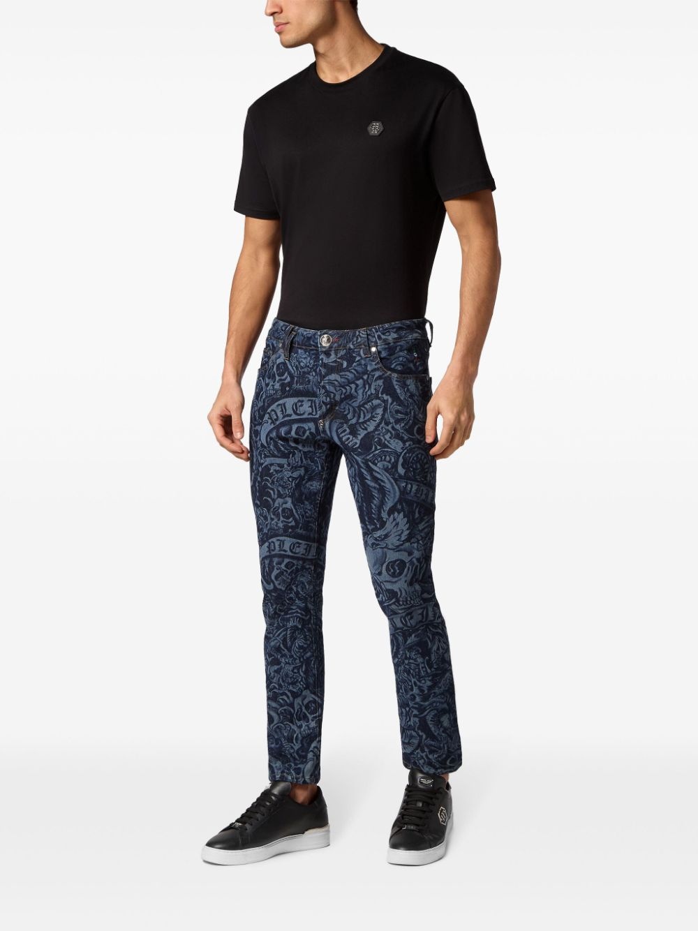 tattoo-print skinny jeans - 2