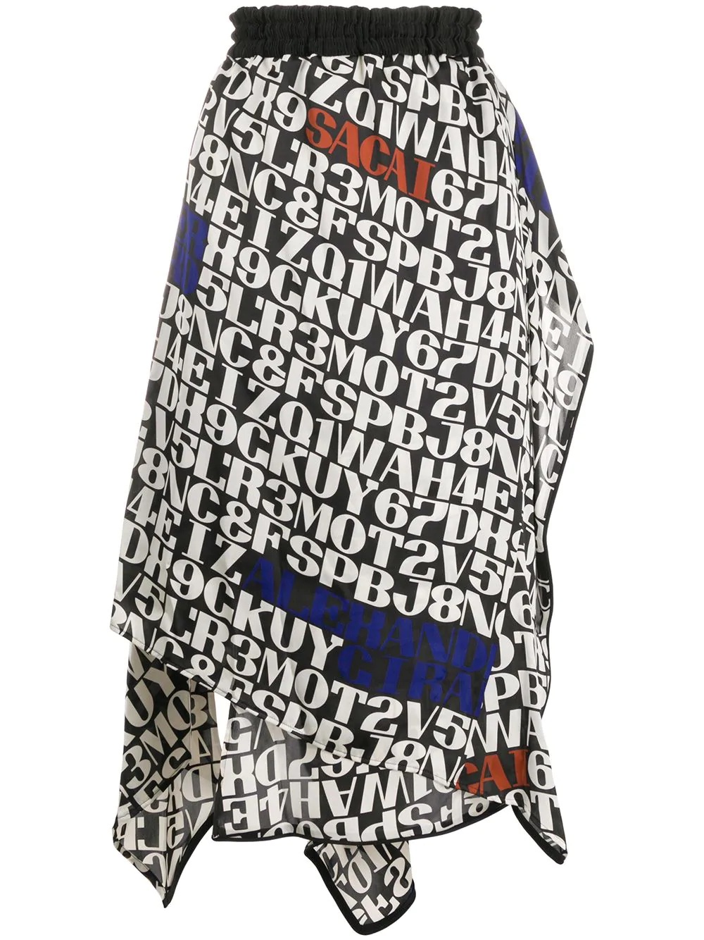 letter-print asymmetric skirt - 1