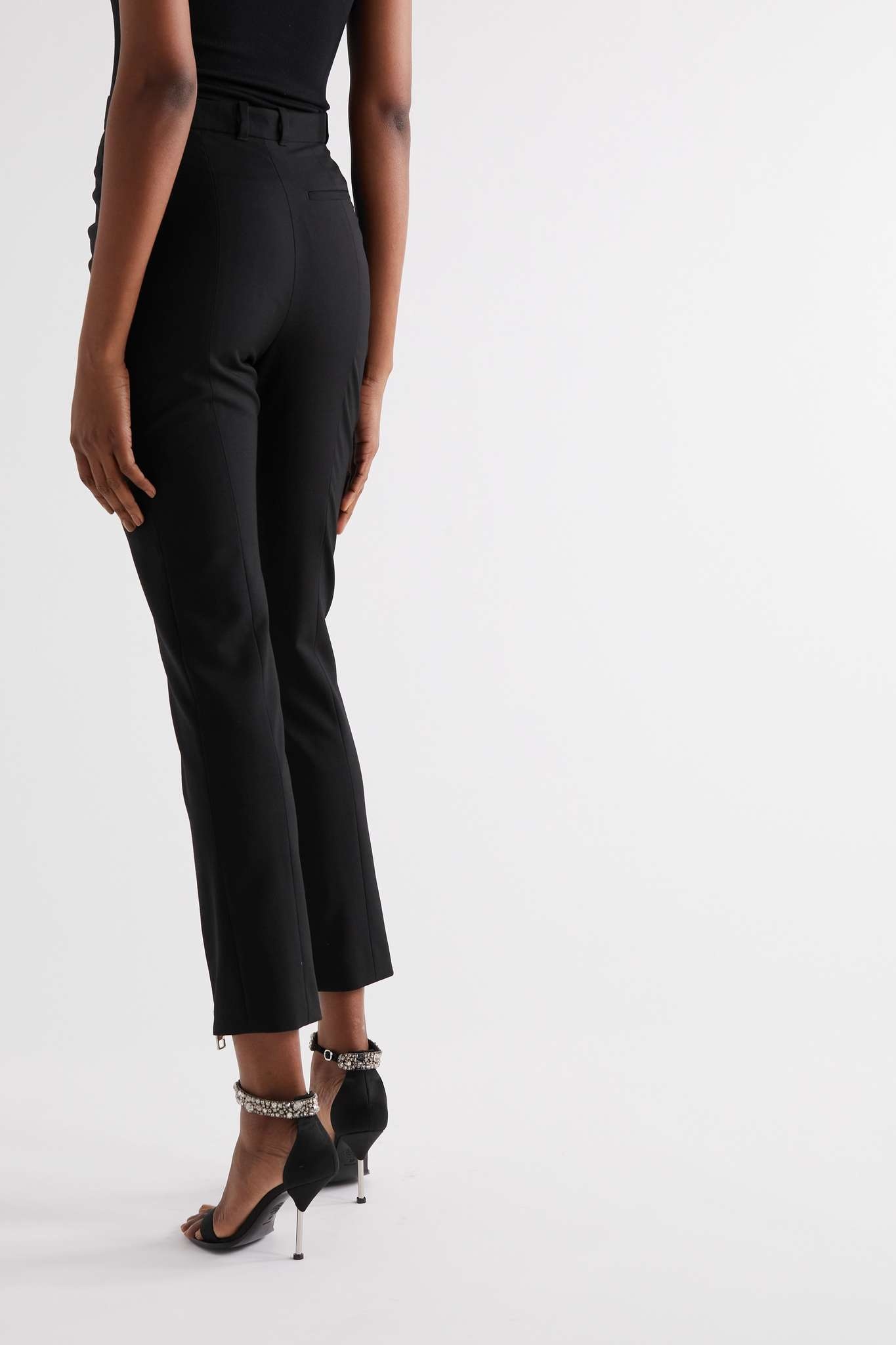 Zip-detailed wool slim-leg pants - 4