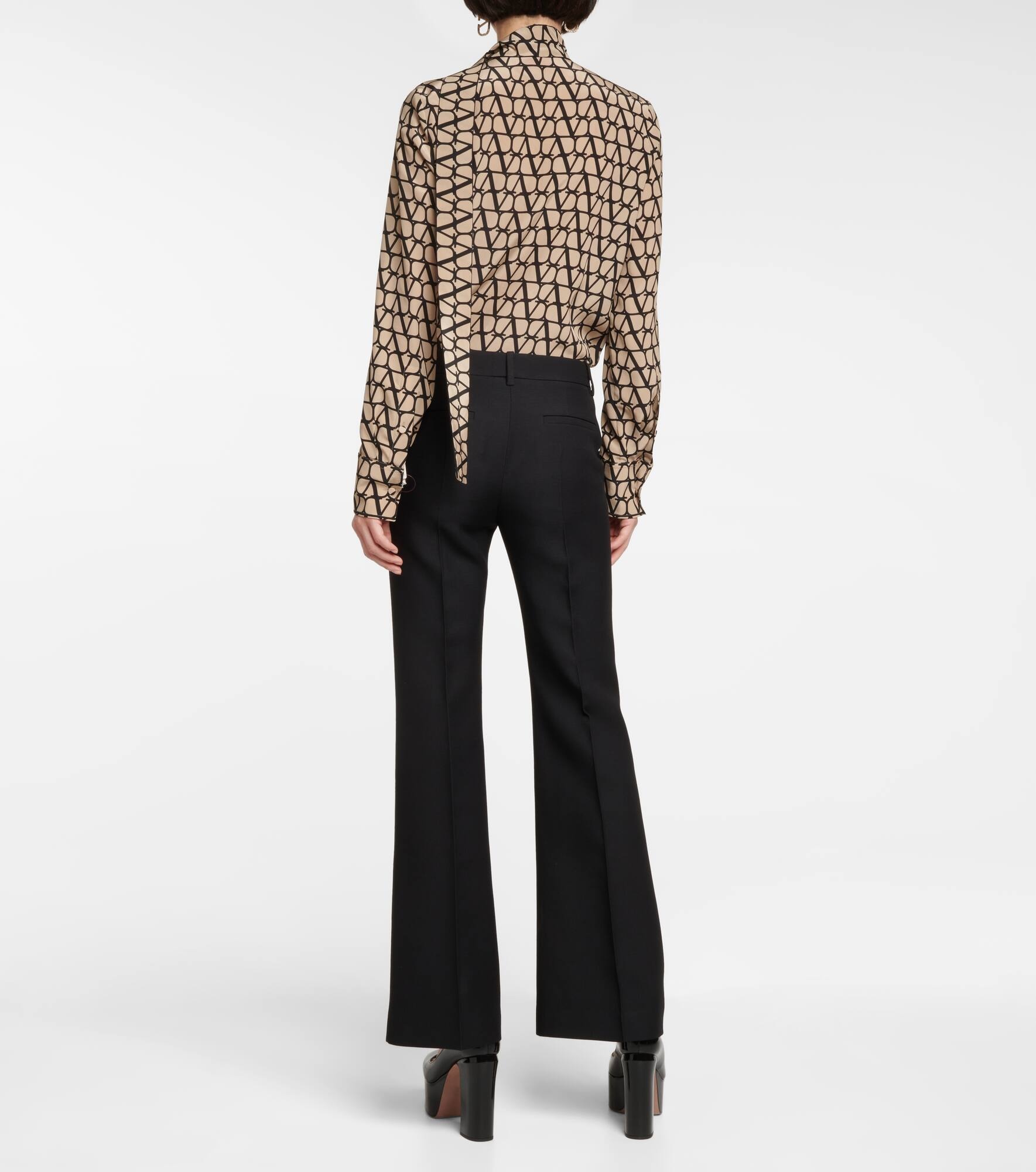 High-rise wool and silk pants - 3