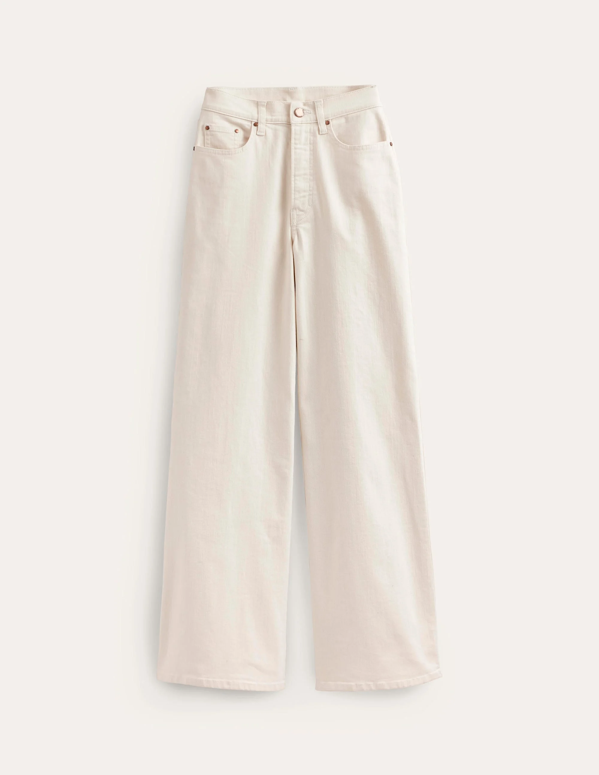 High Rise Wide Leg Jeans-Ecru - 1