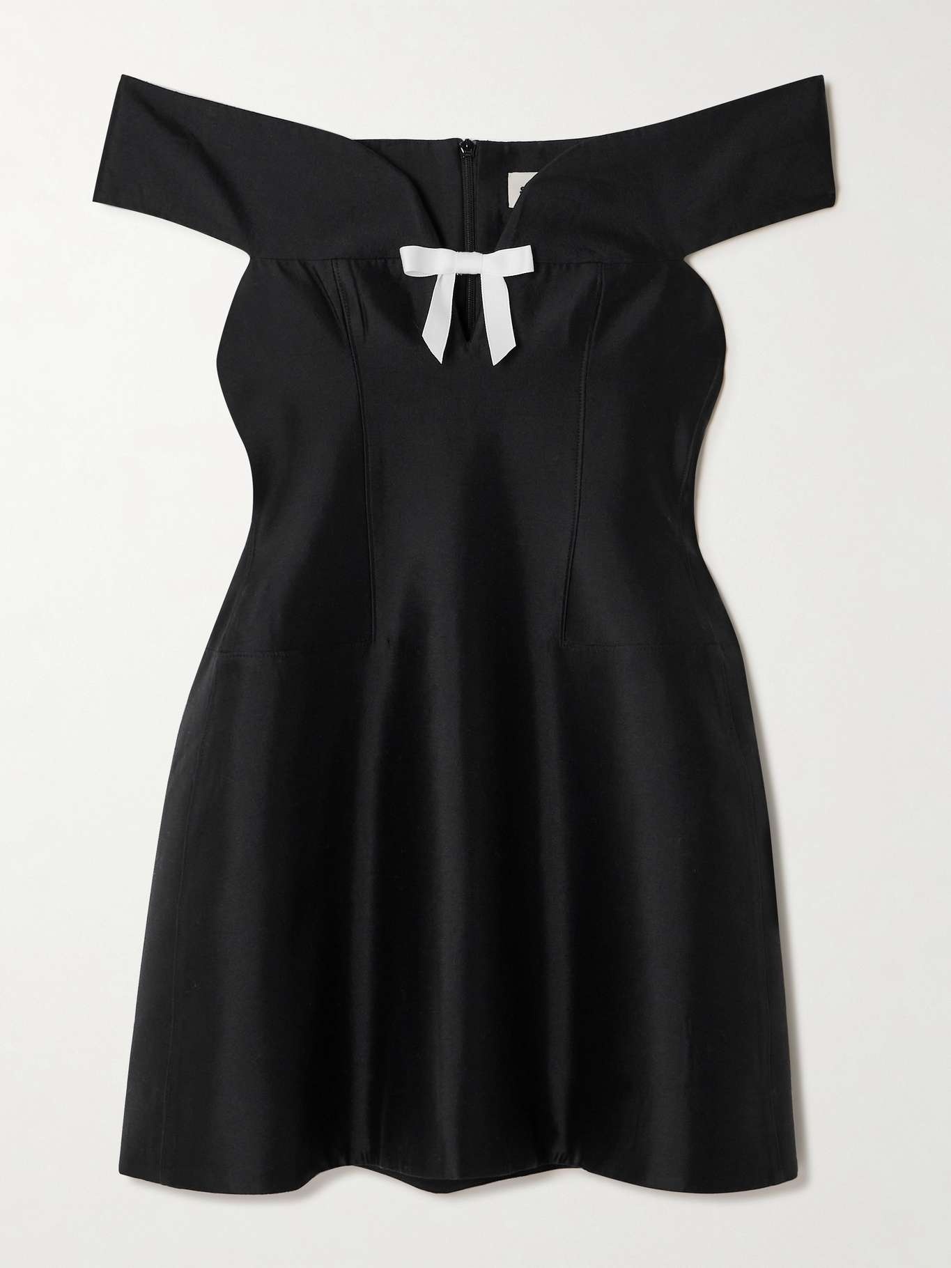 Bow-embellished cutout wool and silk-blend mini dress - 1