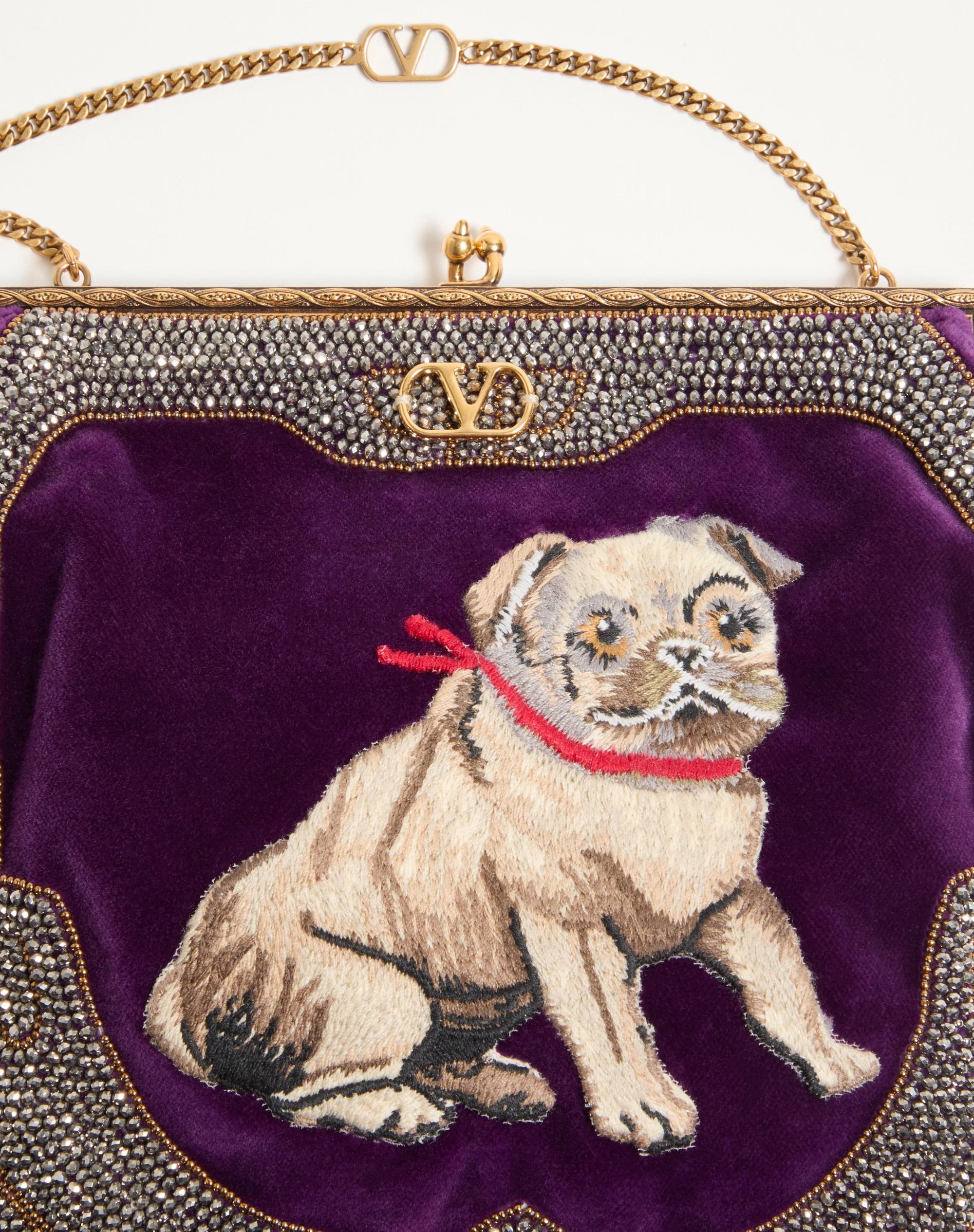 VALENTINO GARAVANI NELLCOTE FAIRYTALES VELVET CLUTCH WITH LE CHIEN DE LA MAISON EMBROIDERY - 8