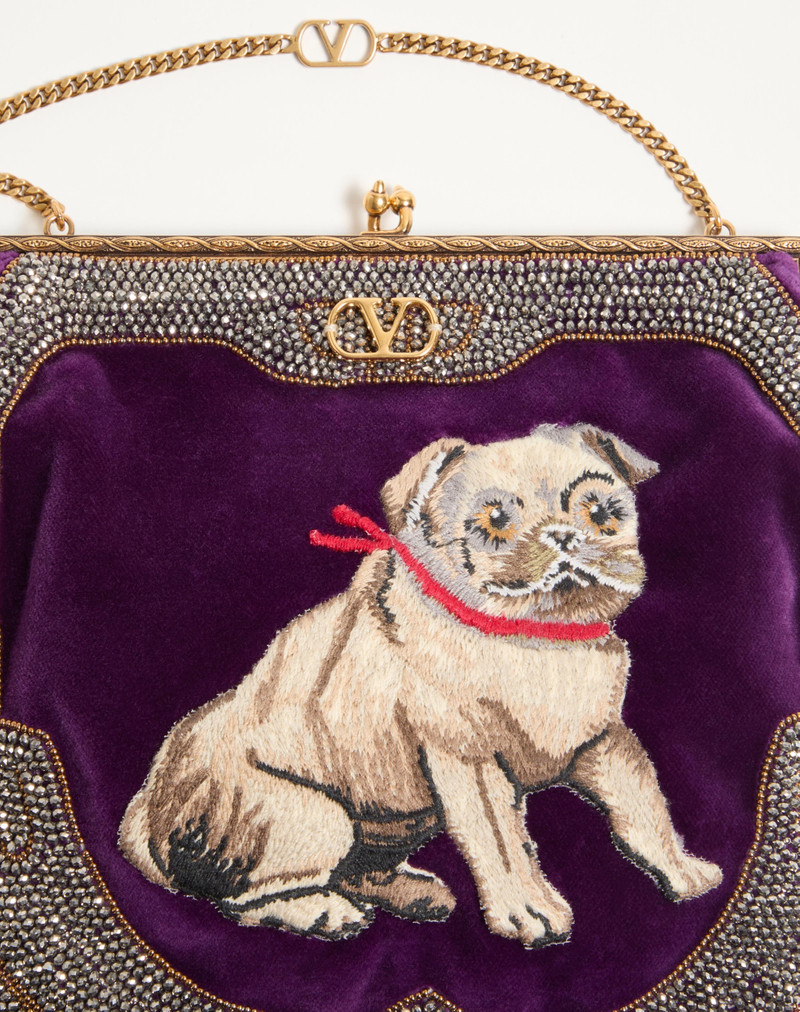 VALENTINO GARAVANI NELLCOTE FAIRYTALES VELVET CLUTCH WITH LE CHIEN DE LA MAISON EMBROIDERY 8