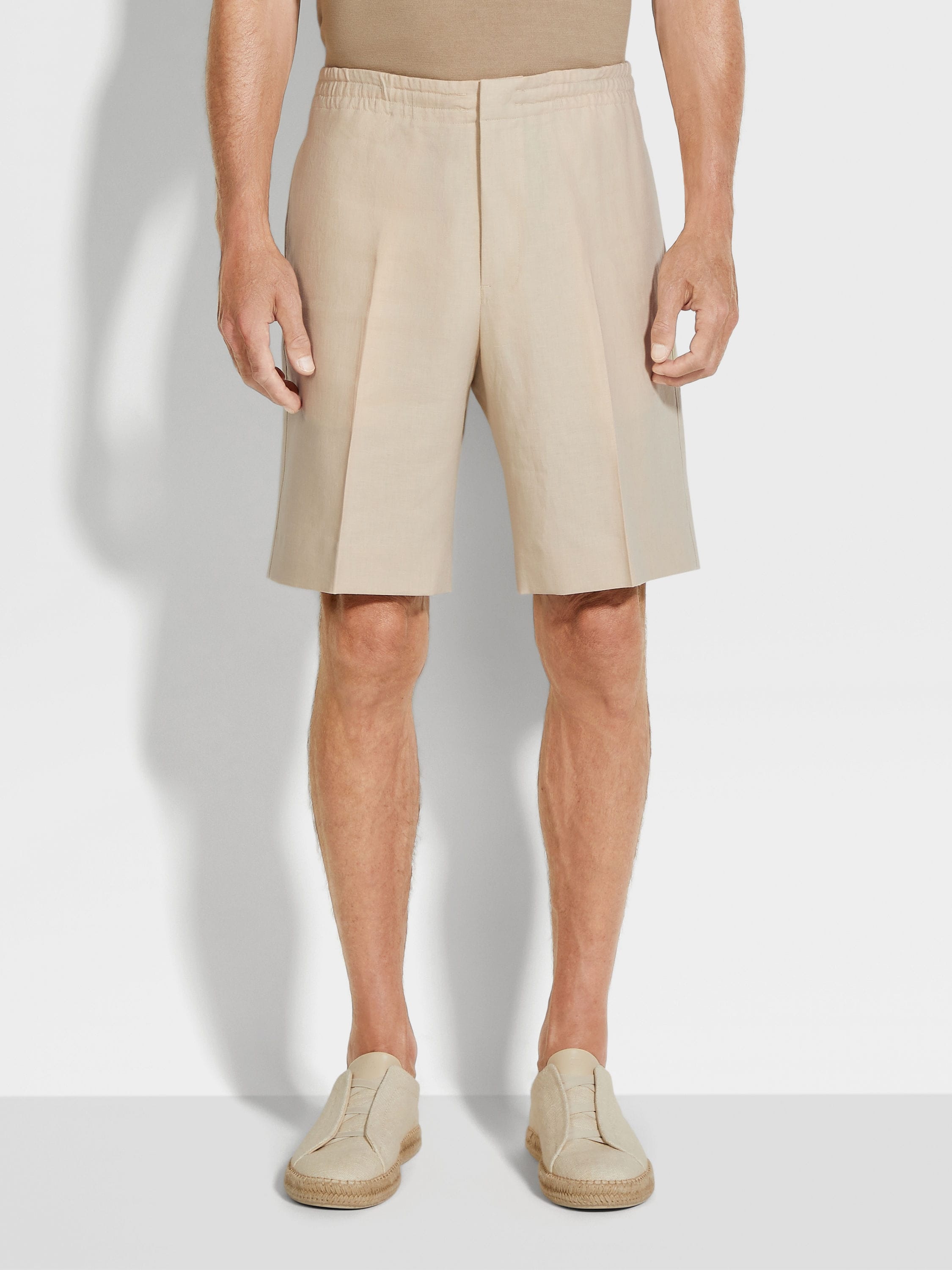 LIGHT TAUPE OASI LINO SHORTS - 5