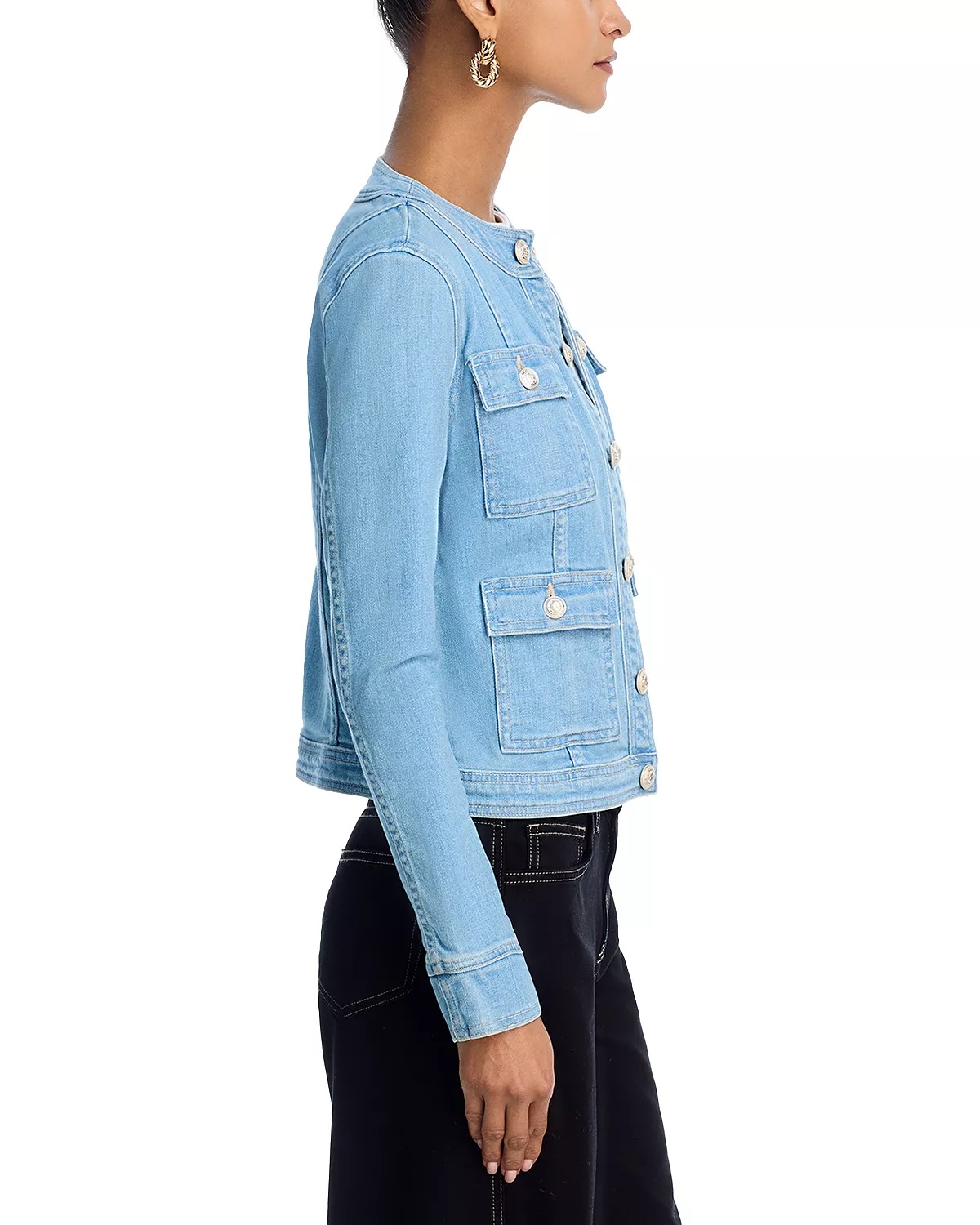Yari Collarless Denim Jacket - 5
