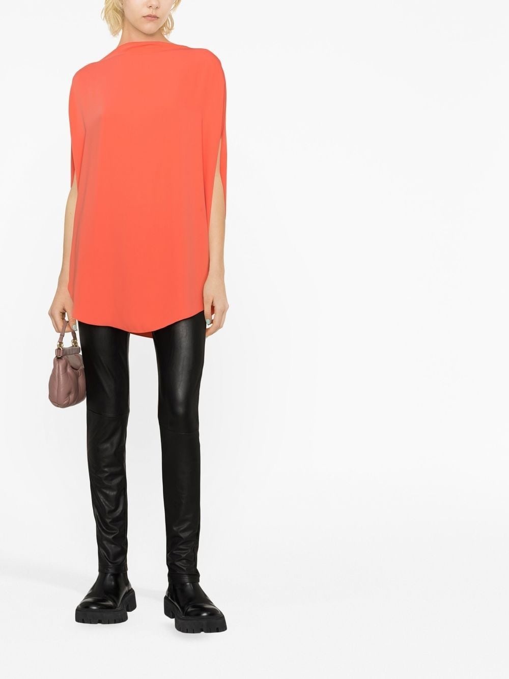 mock-neck flared blouse - 2