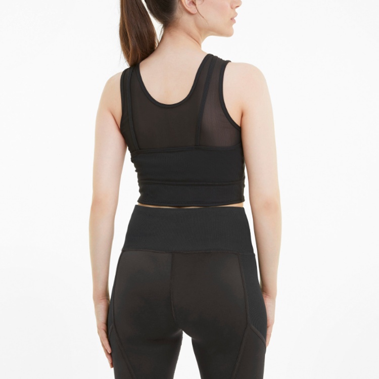 (WMNS) PUMA STUDIO Layered Crop Top 'Black' 520223-01 - 4