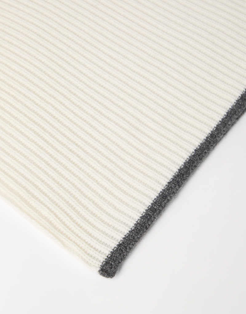 Brunello Cucinelli Cashmere English rib knit scarf with monili outlook