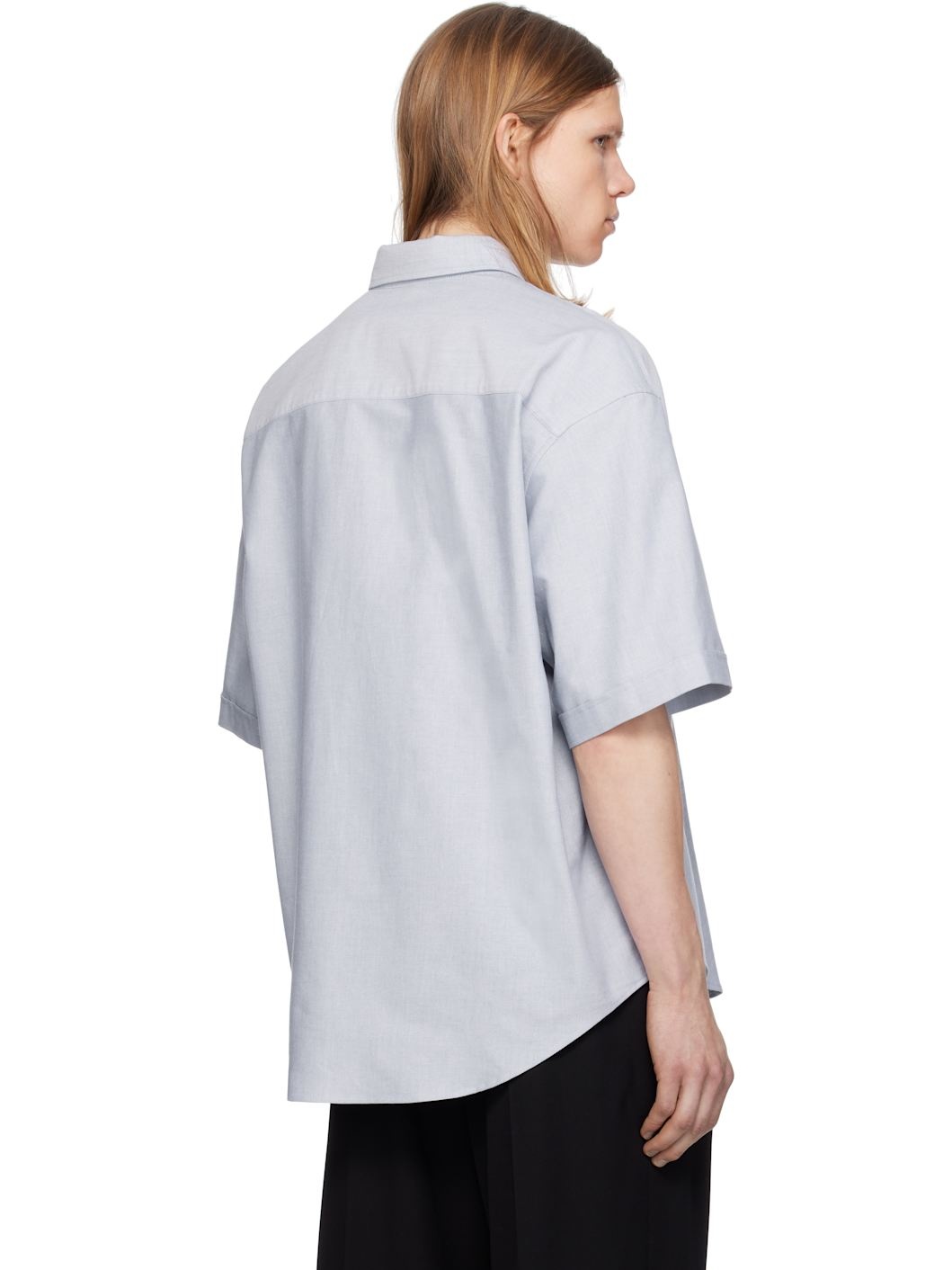 Blue Cotton Boxy Fit Short Sleeves Shirt - 3