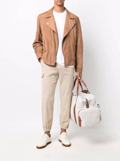 Brunello Cucinelli camel biker jacket outlook