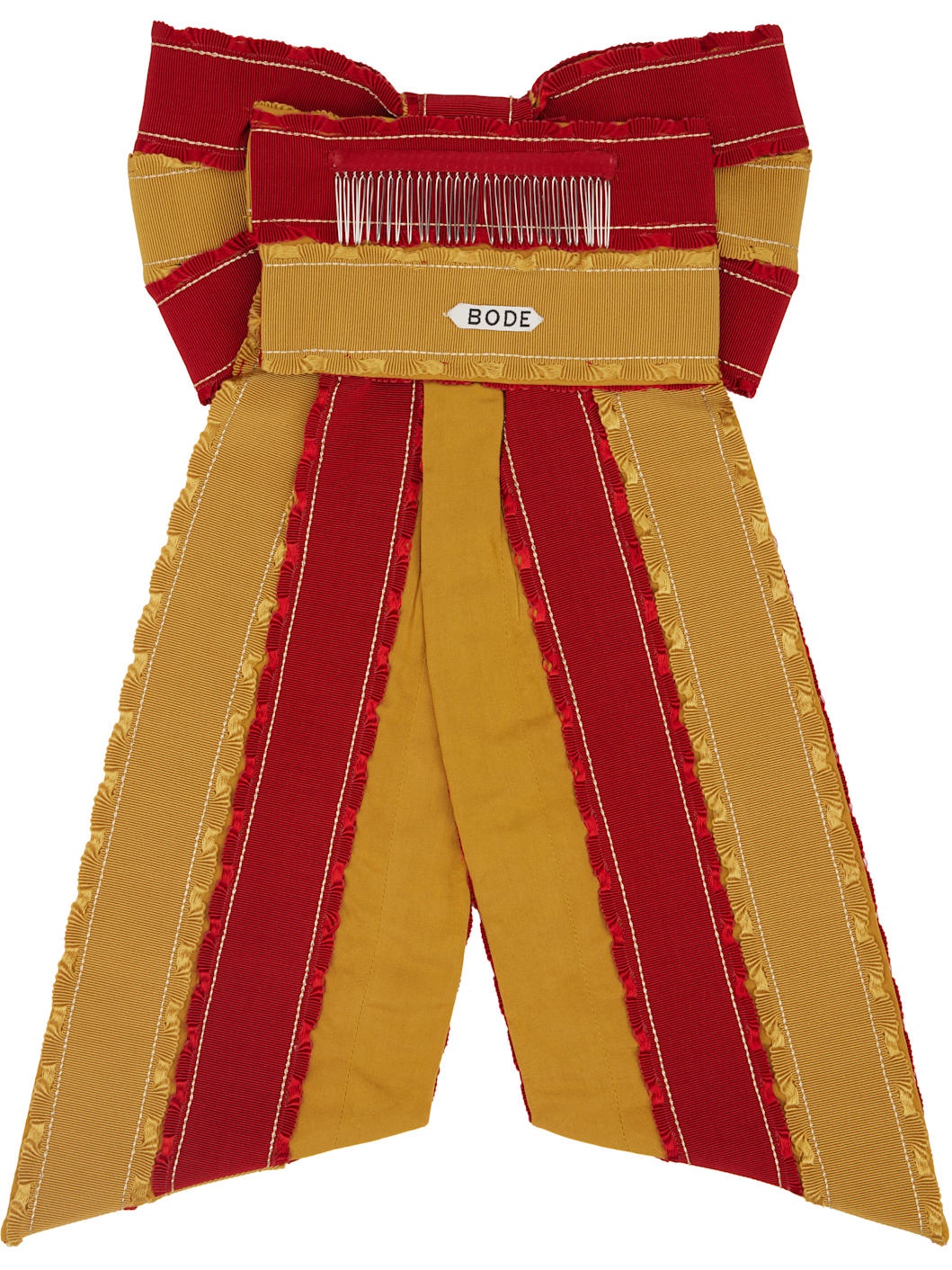 Red & Yellow Winner's Sash Bevel Bow Barrette - 2