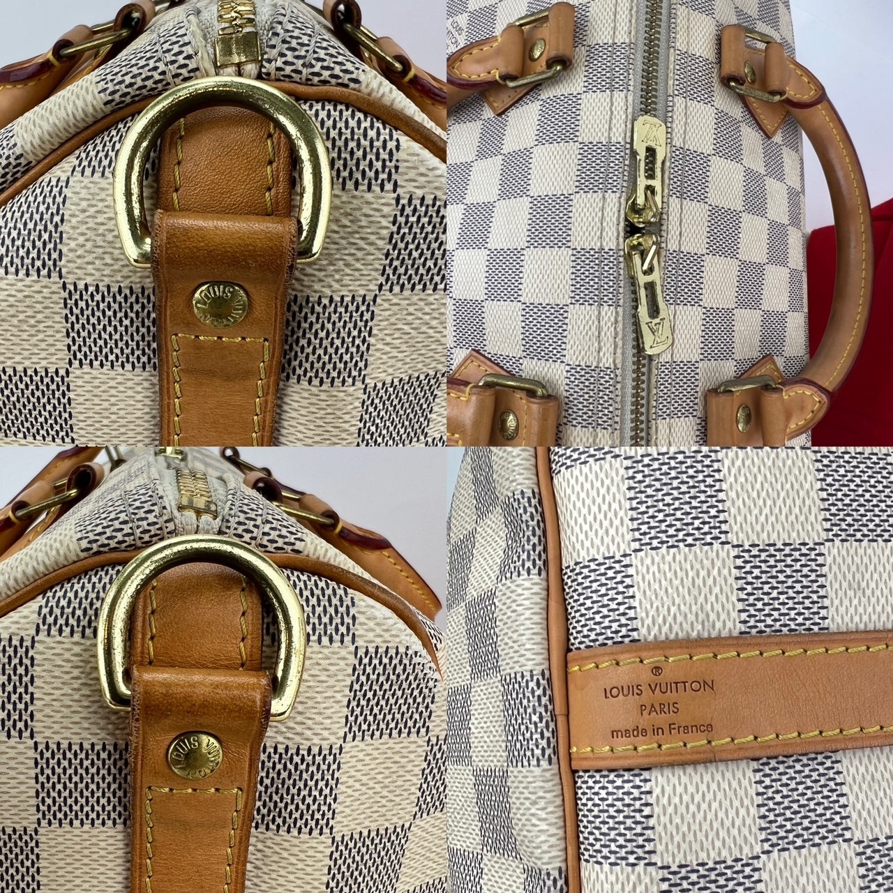 LOUIS VUITTON Speedy Bandouliere 30 Damier Azur Shoulder Hand Bag Added Insert Preowned - 11