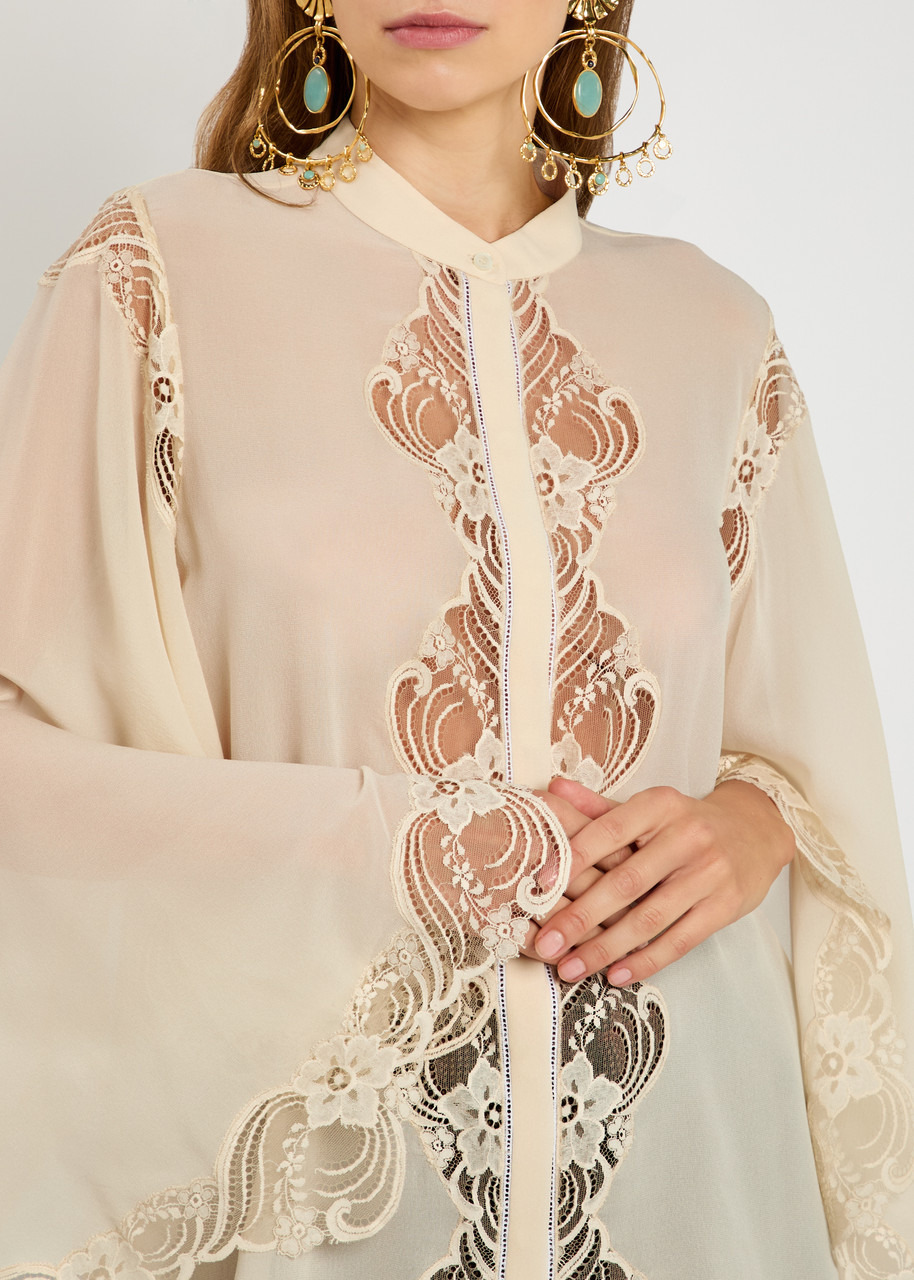 Chloe Lace-embellished Silk-georgette Blouse - 5