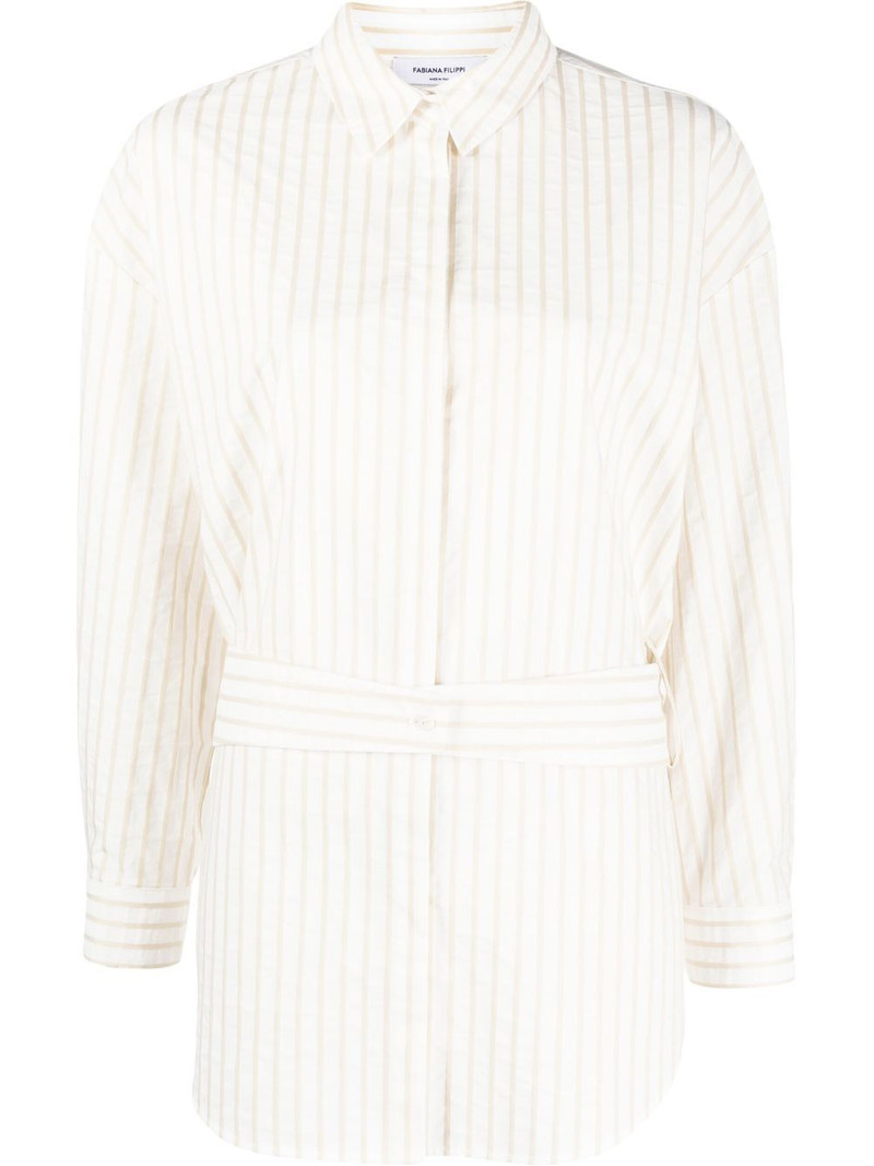 stripe-print tied-waist shirt 1