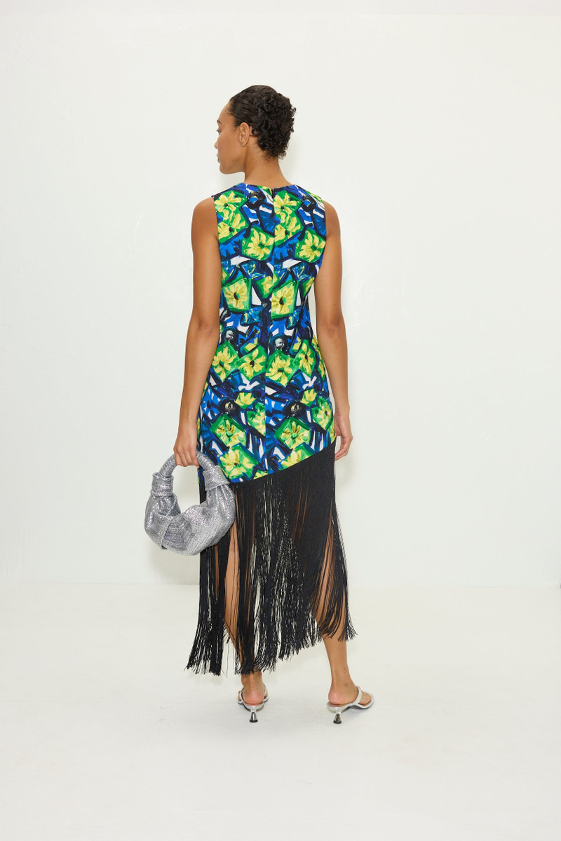 Casablanca Fringe Dress in Small Abstract Floral 4