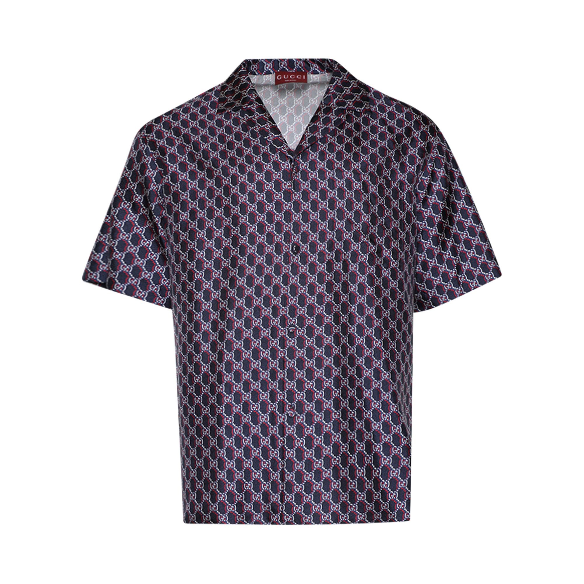 Gucci Monogram Vacation Shirt 'Blue/Red' - 1