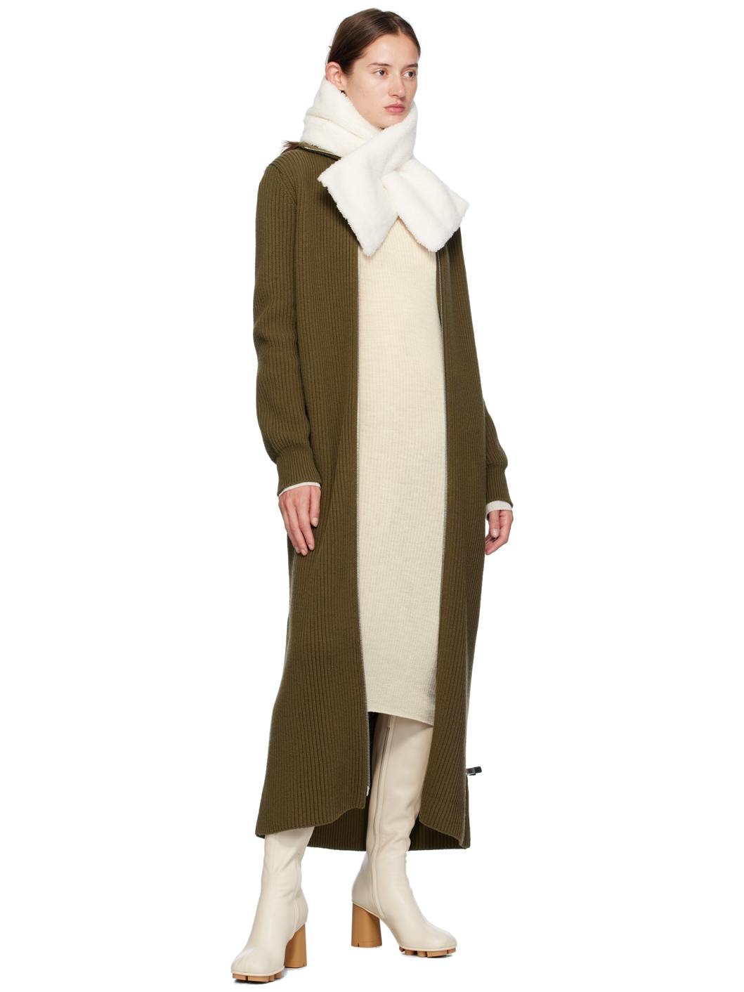 White Technique Down Shearling Scarf - 3