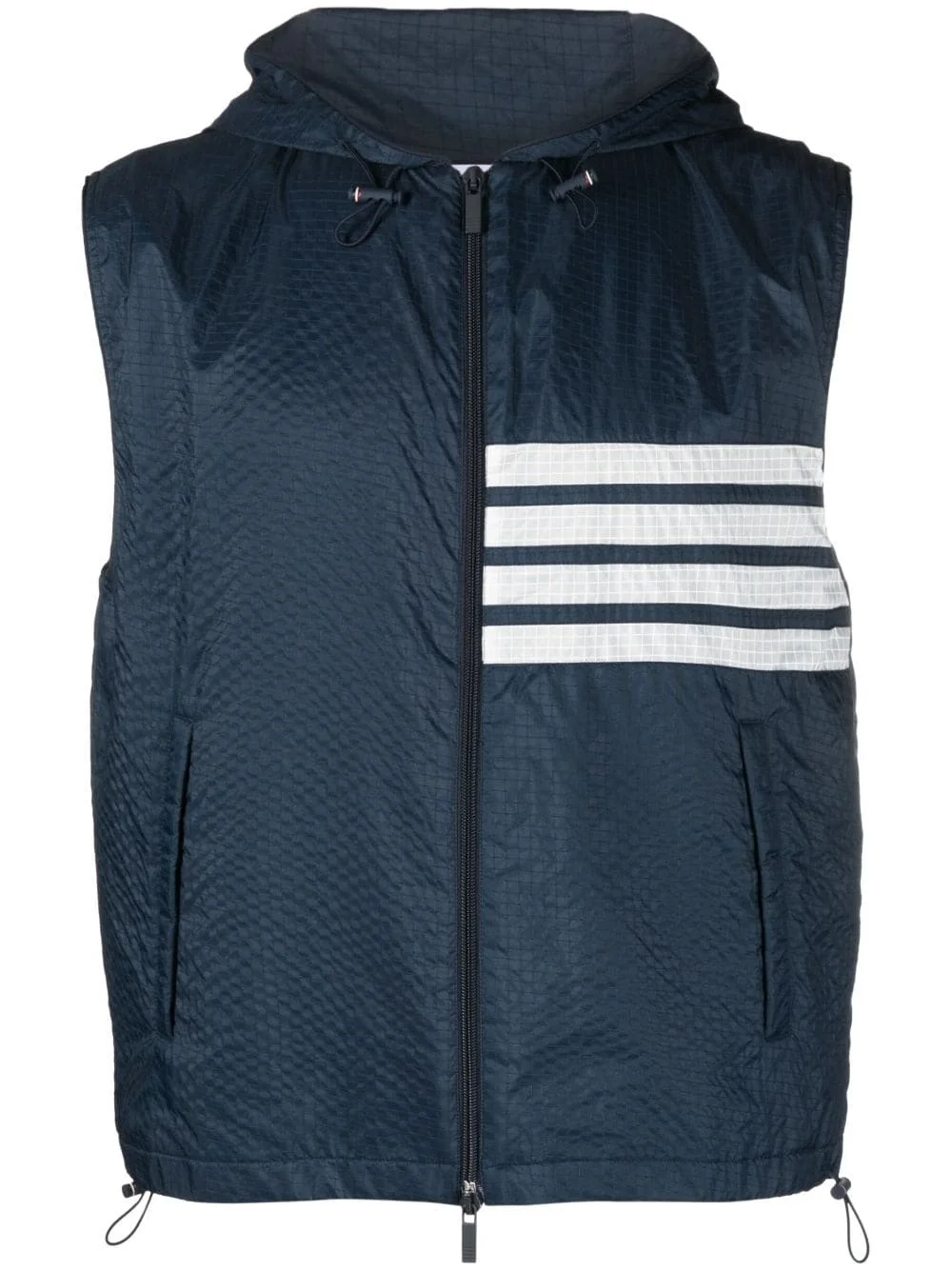 4-Bar stripe ripstop hooded gilet - 1