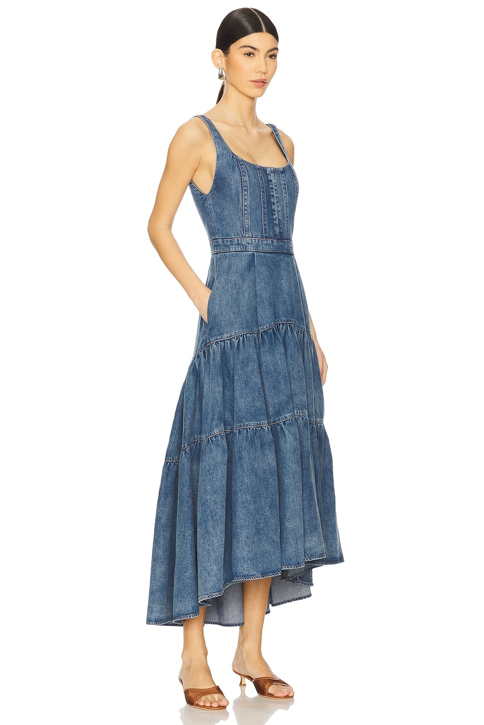 Diana Structured Denim Midi Dress - 2