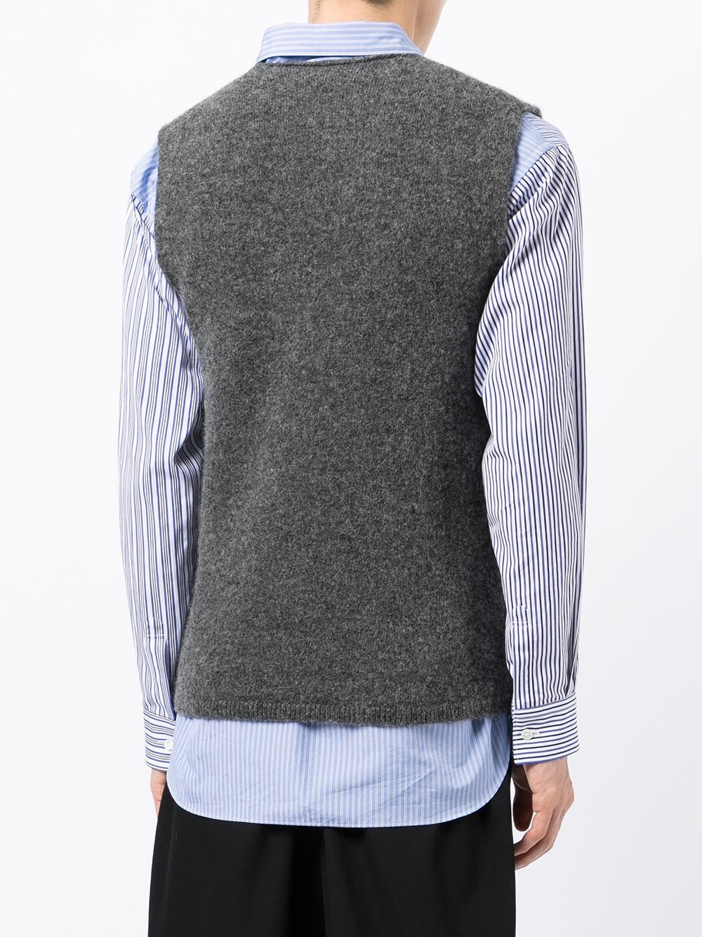 crew-neck wool vest - 4